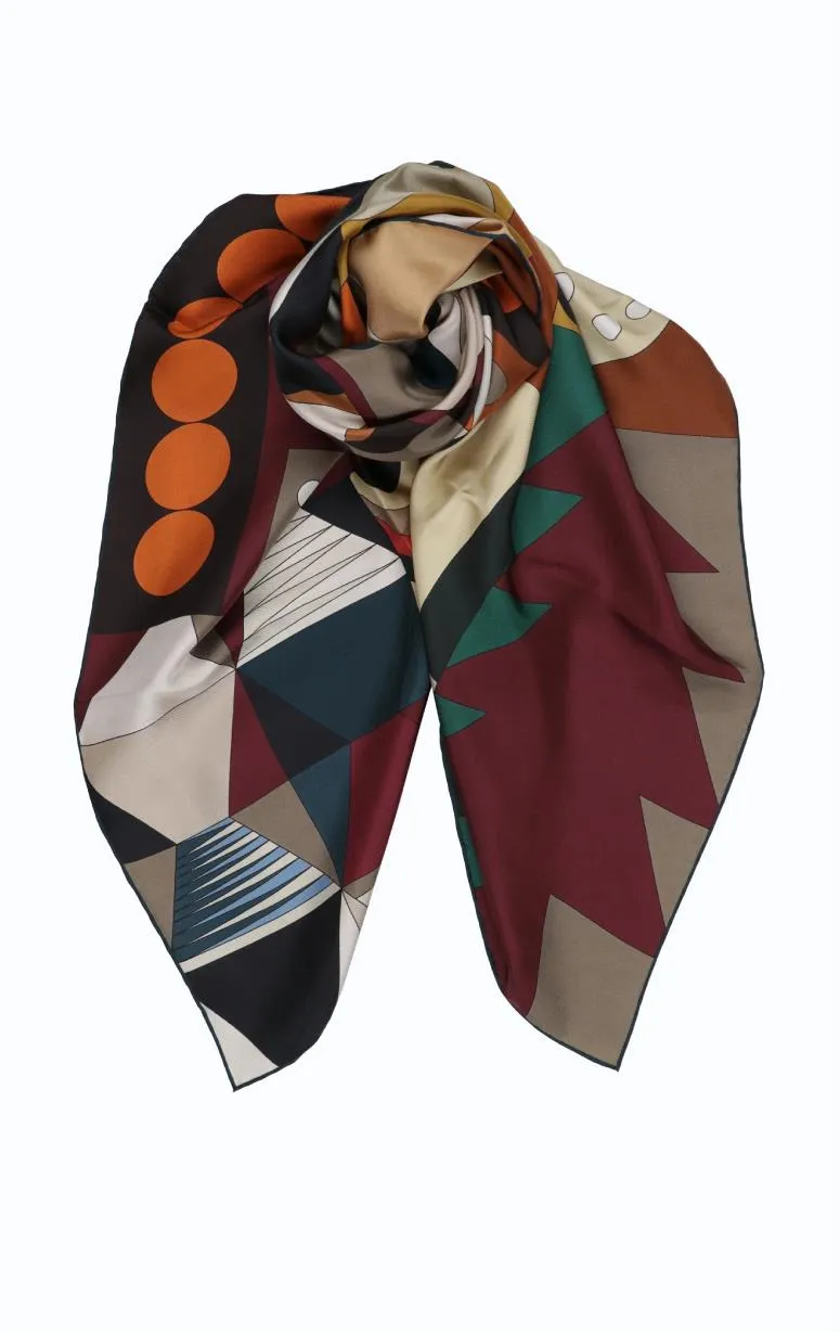 100% Silk Geometric Scarf