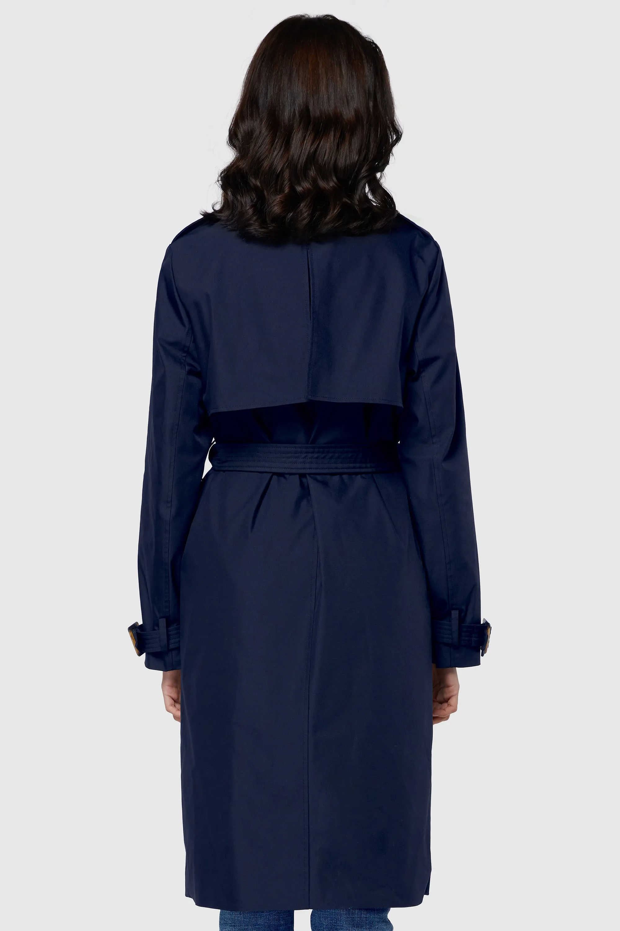 3/4 Length Belted Double-Breasted Trench Coat