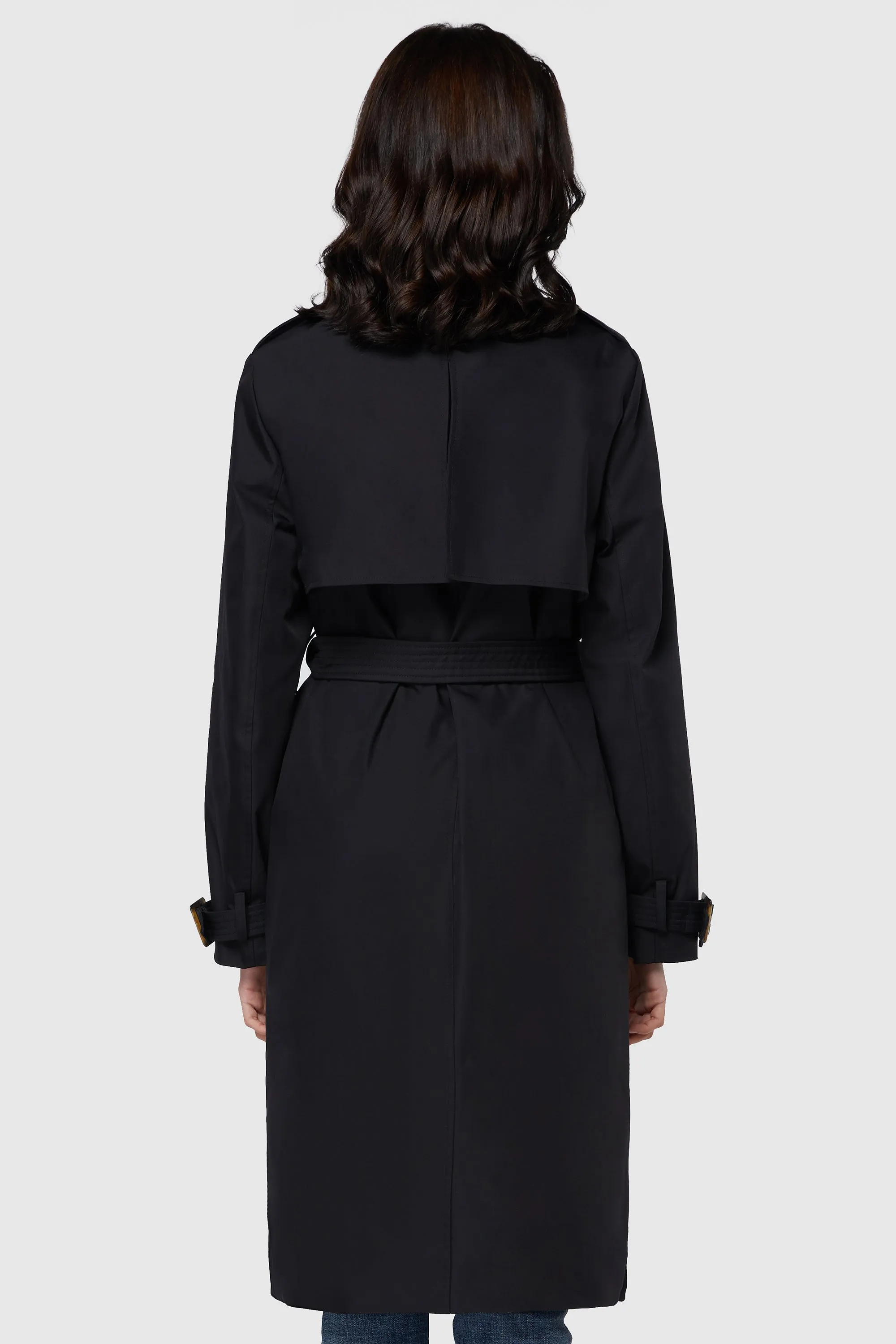 3/4 Length Belted Double-Breasted Trench Coat