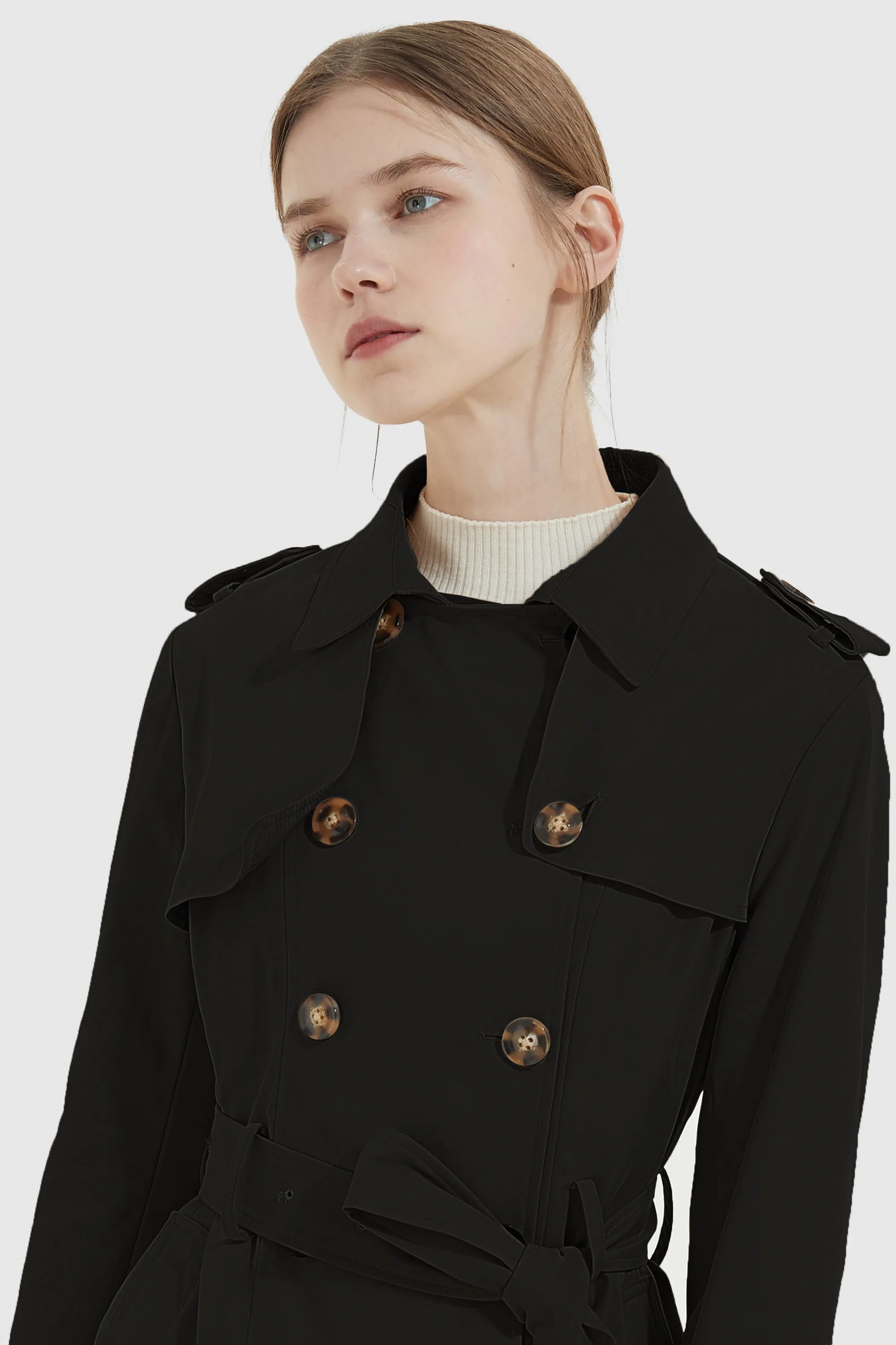 3/4 Length Double Breasted Trench Coat