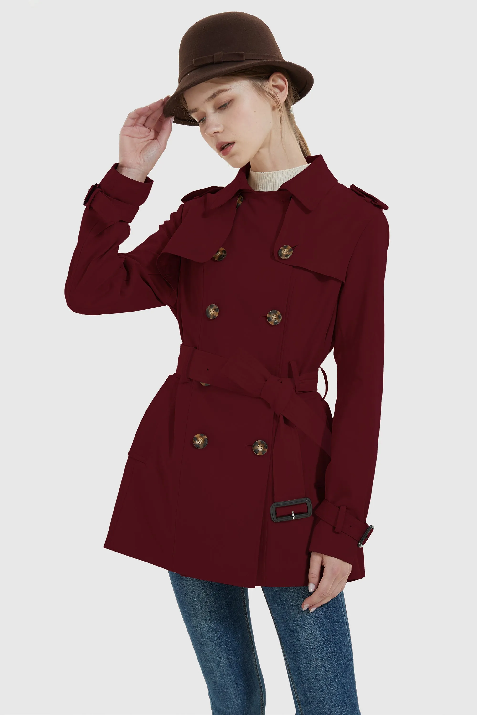 3/4 Length Double Breasted Trench Coat