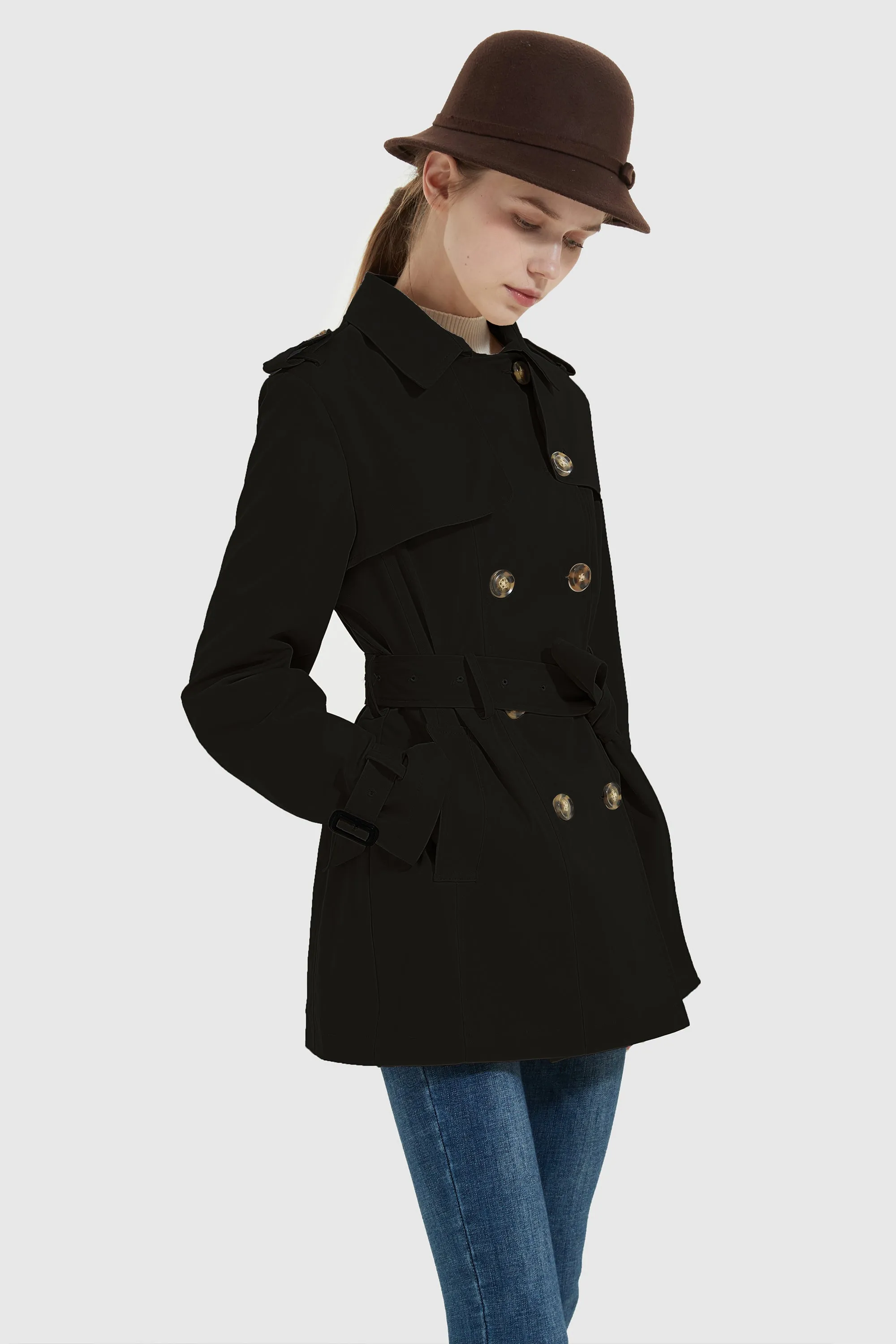 3/4 Length Double Breasted Trench Coat