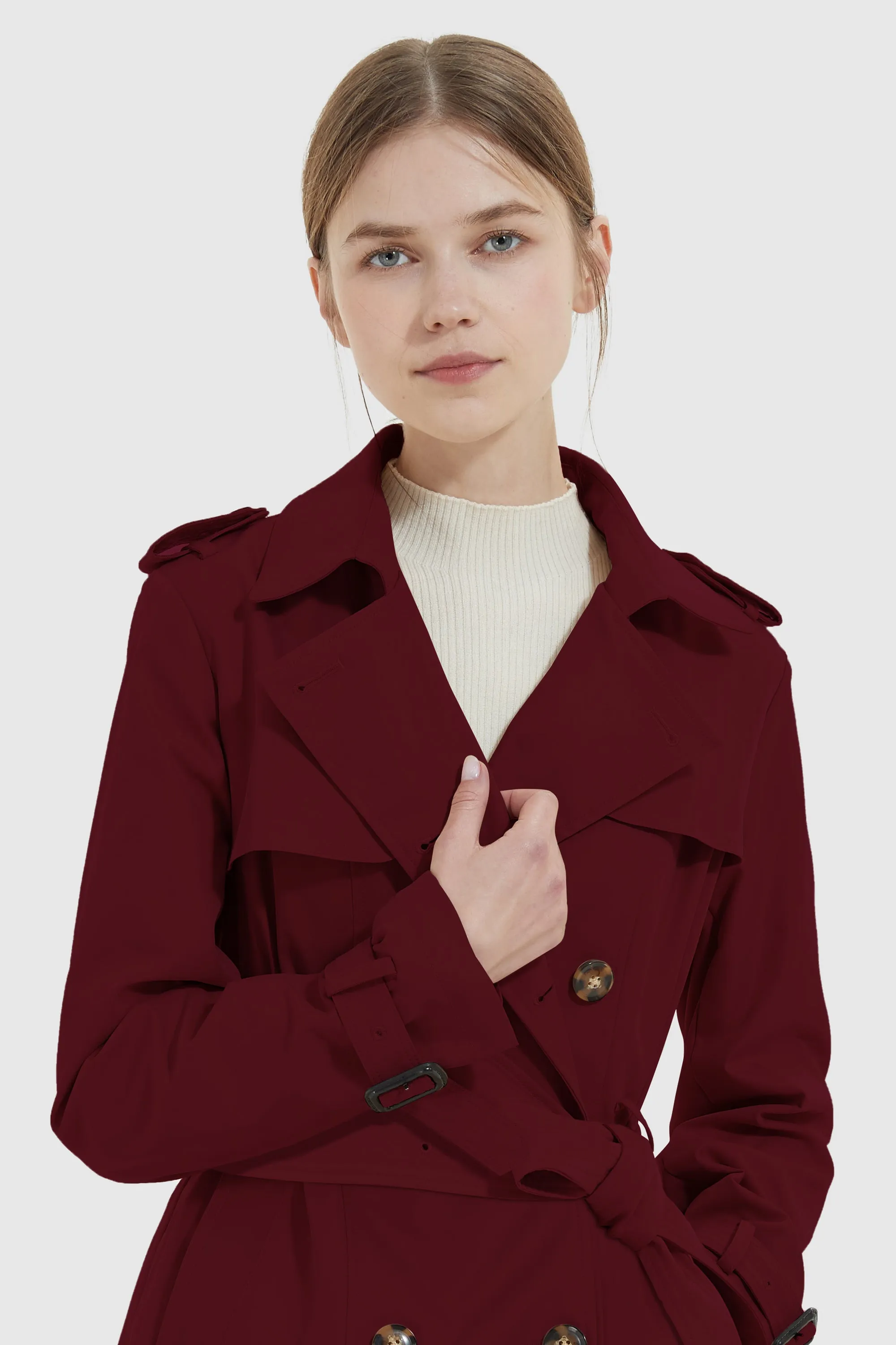 3/4 Length Double Breasted Trench Coat