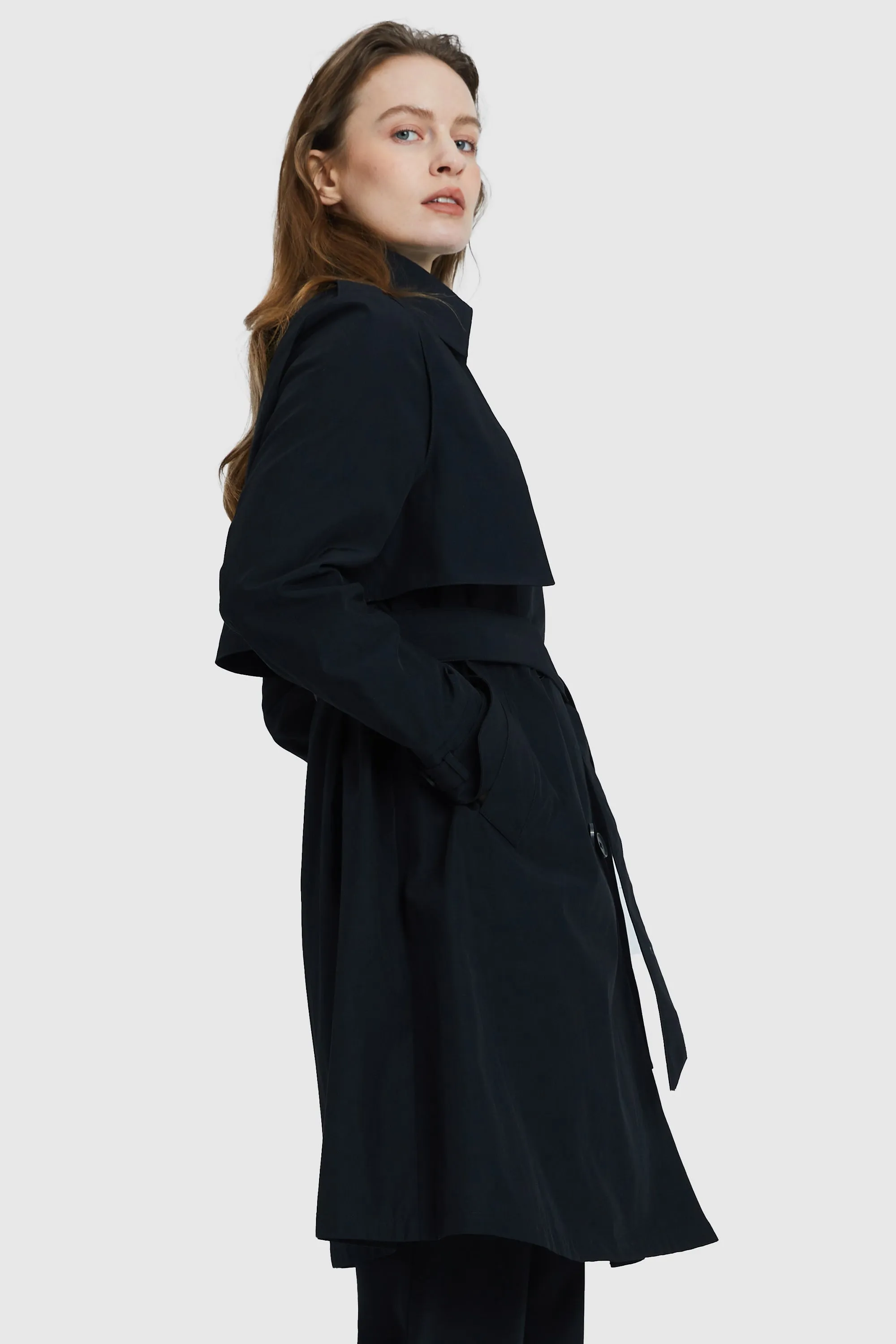 3/4 Length Trench Coat with Removable Vest