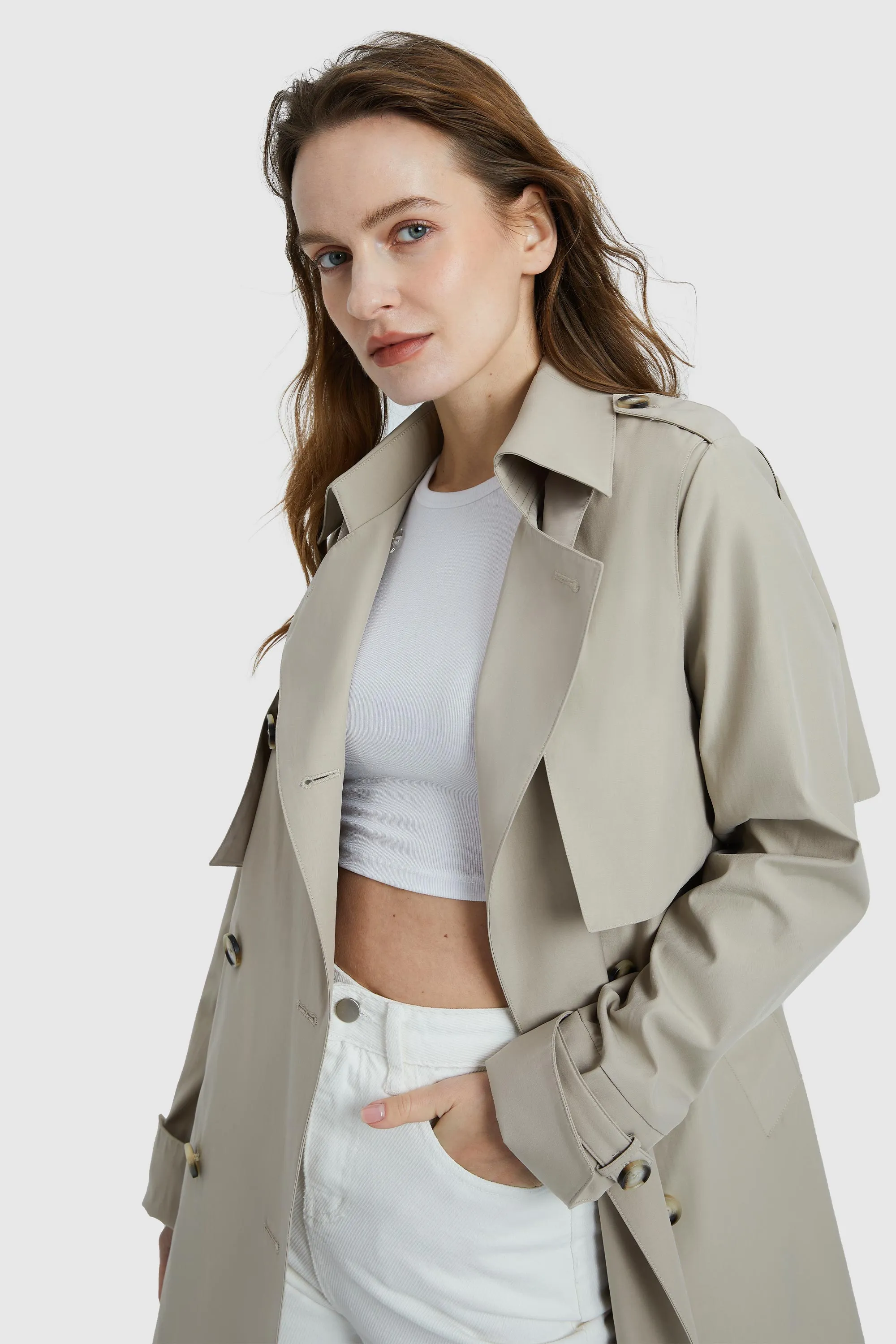 3/4 Length Trench Coat with Removable Vest