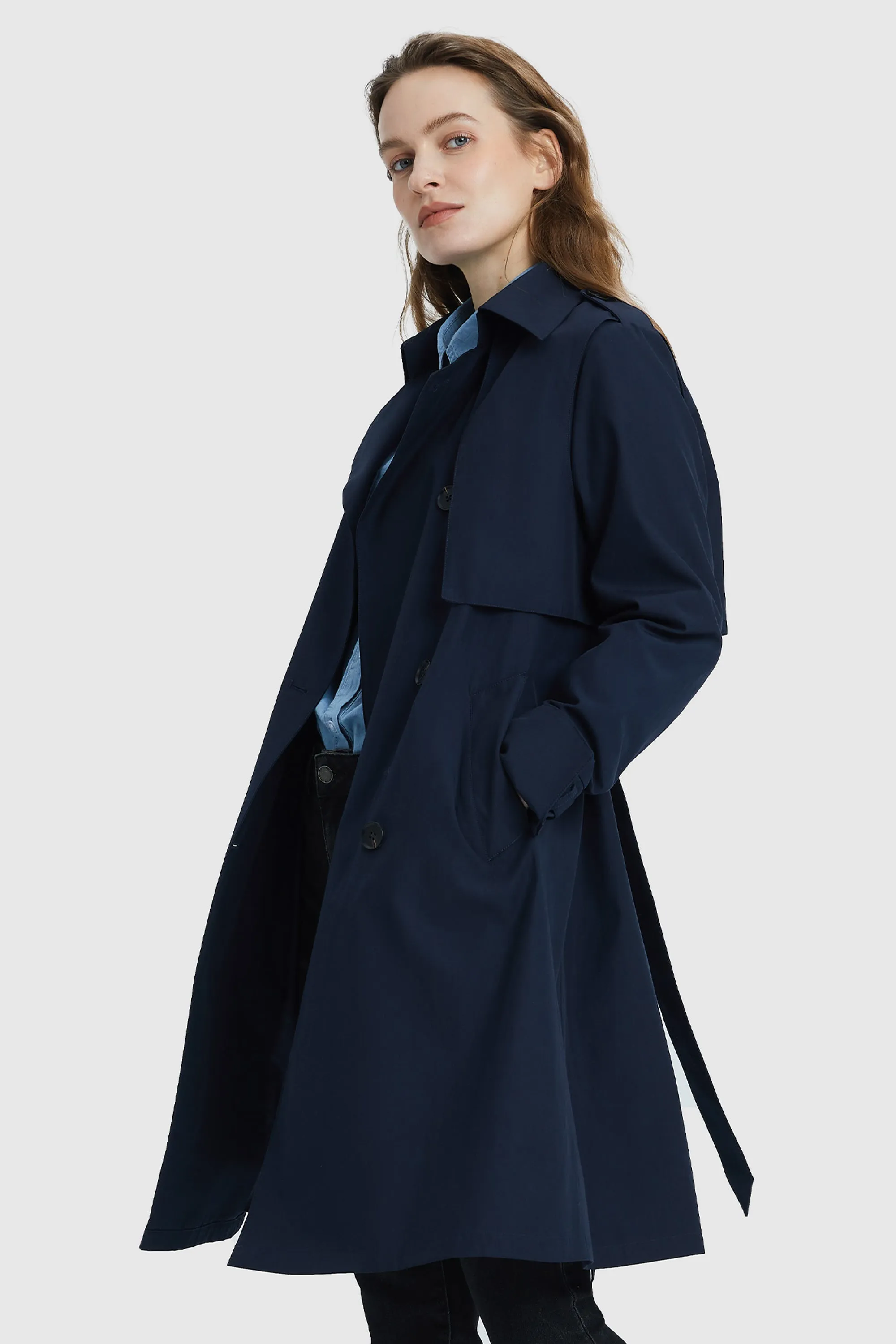 3/4 Length Trench Coat with Removable Vest