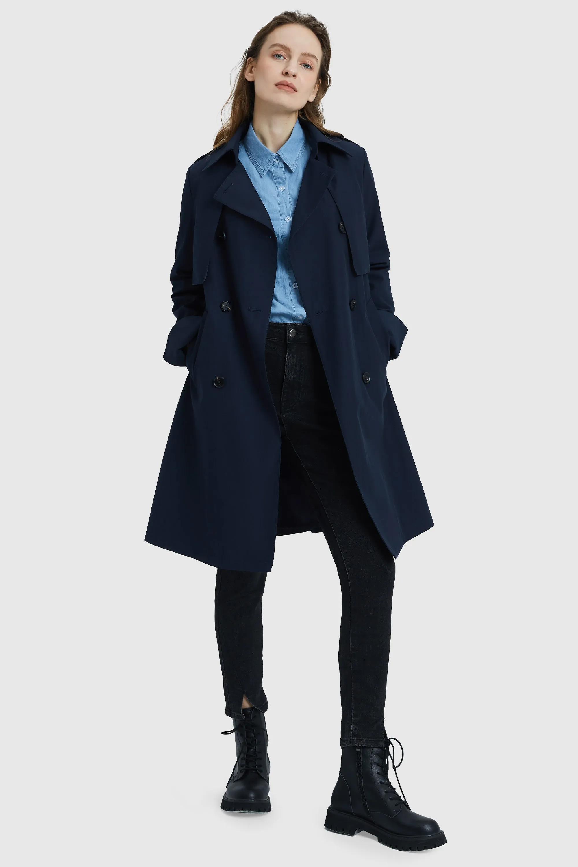 3/4 Length Trench Coat with Removable Vest