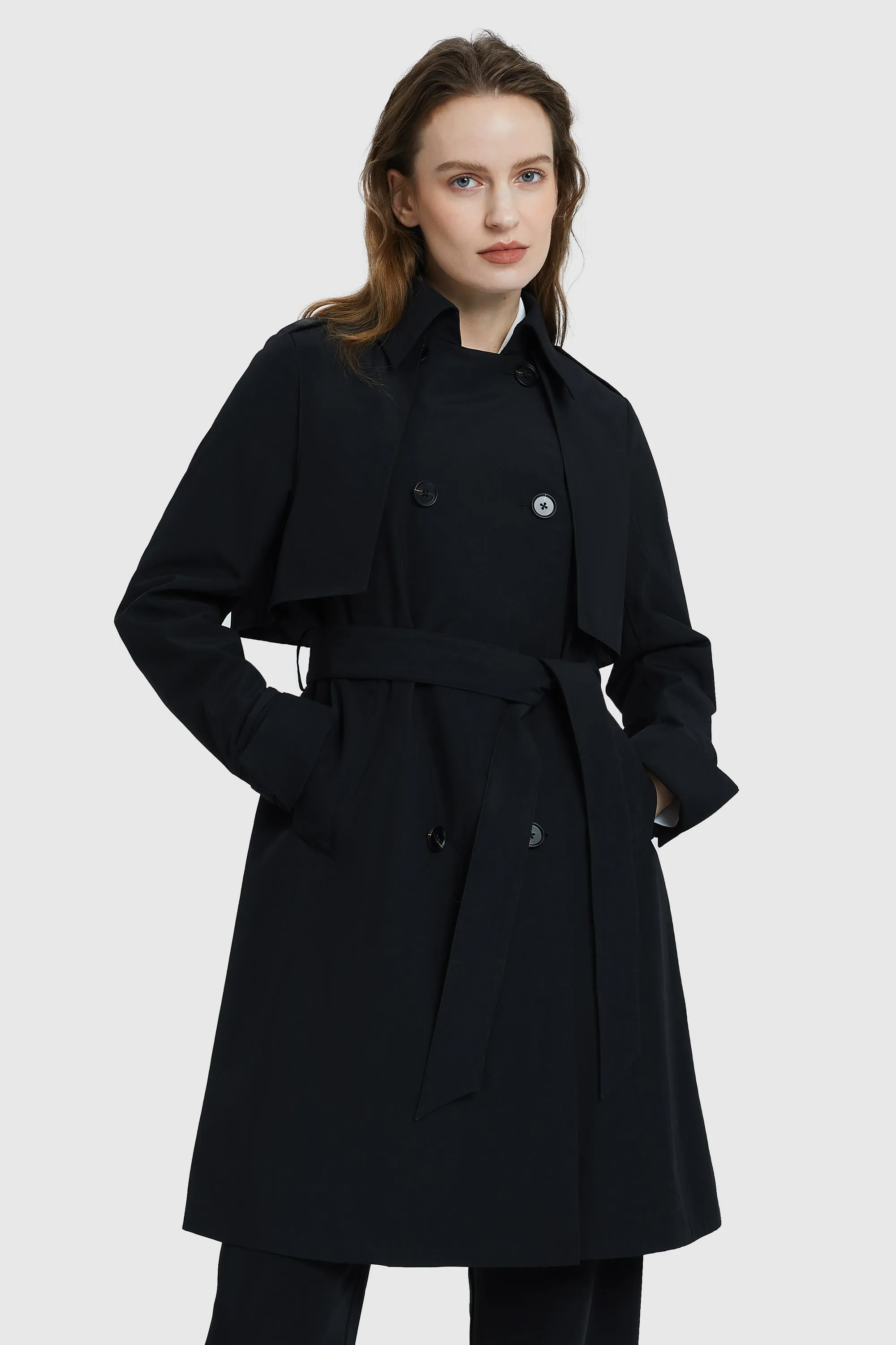 3/4 Length Trench Coat with Removable Vest