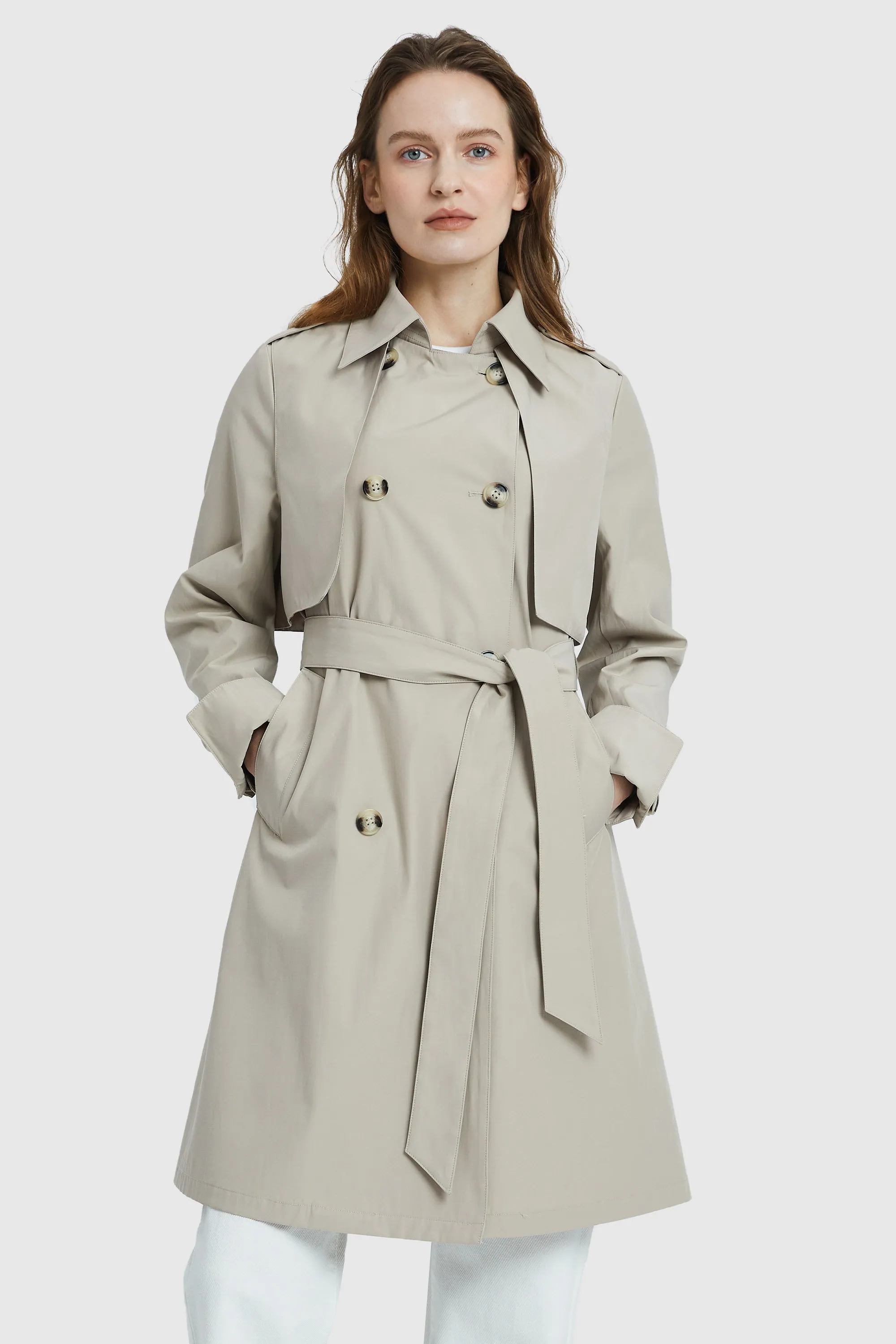 3/4 Length Trench Coat with Removable Vest