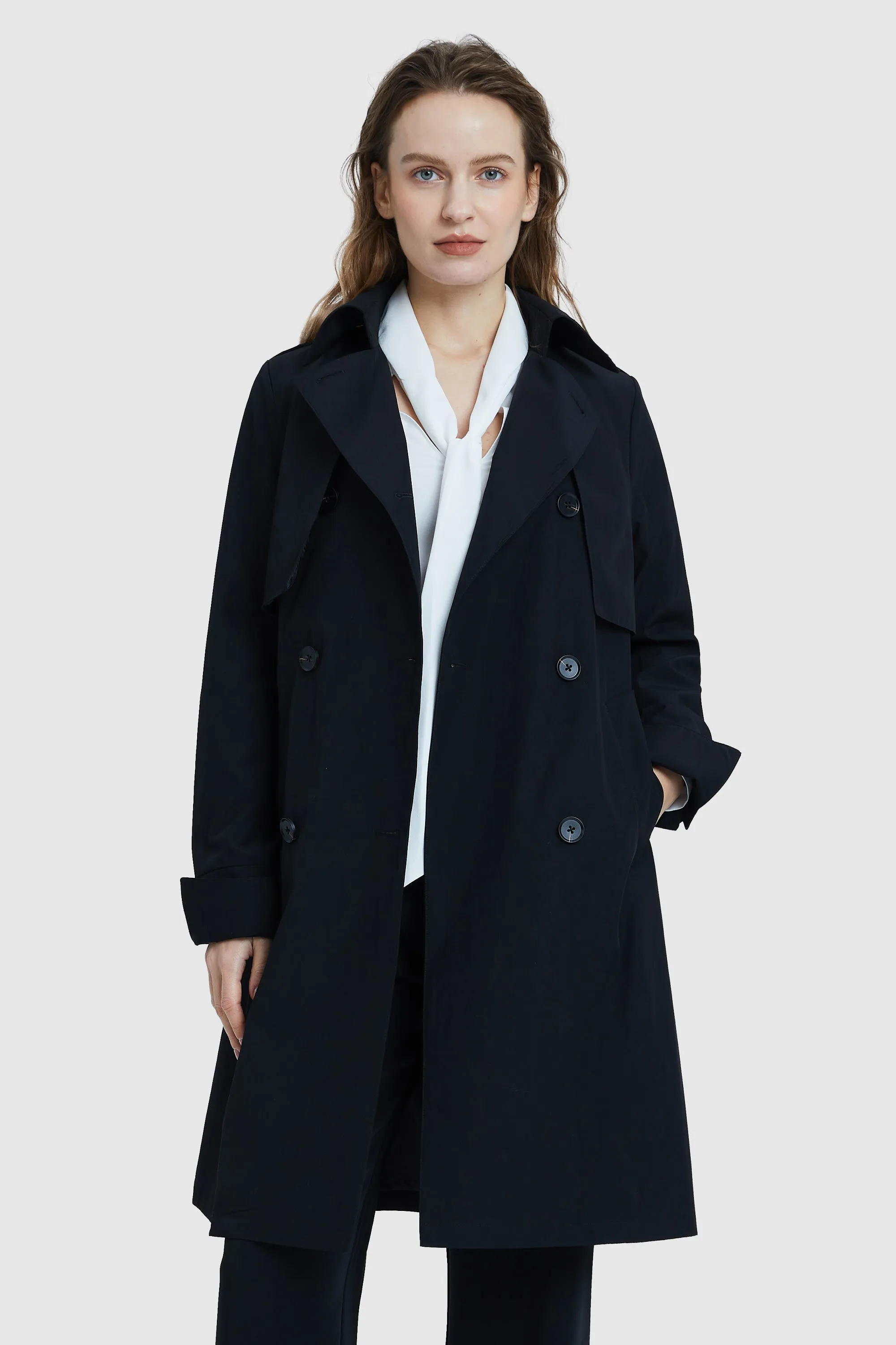 3/4 Length Trench Coat with Removable Vest