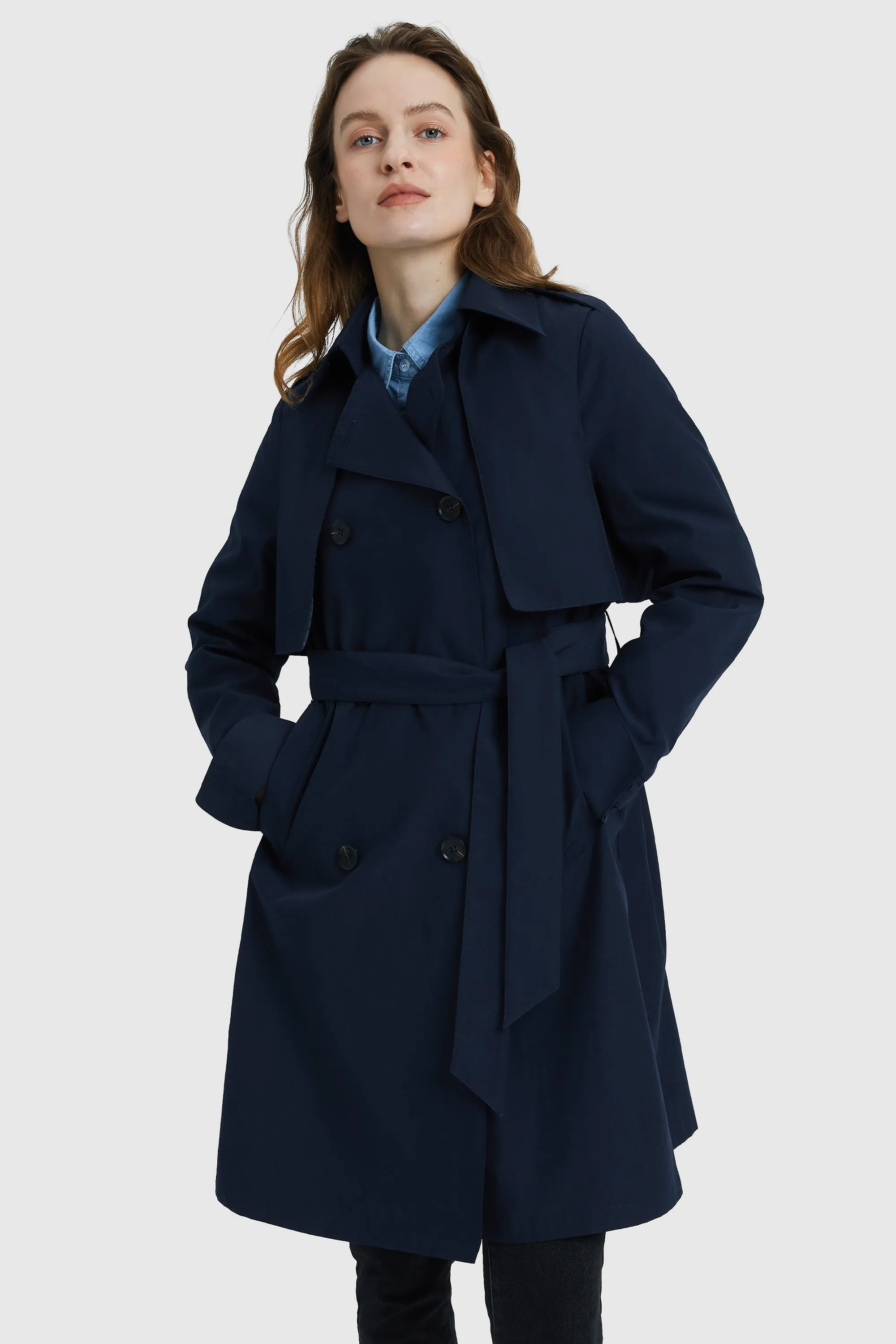 3/4 Length Trench Coat with Removable Vest