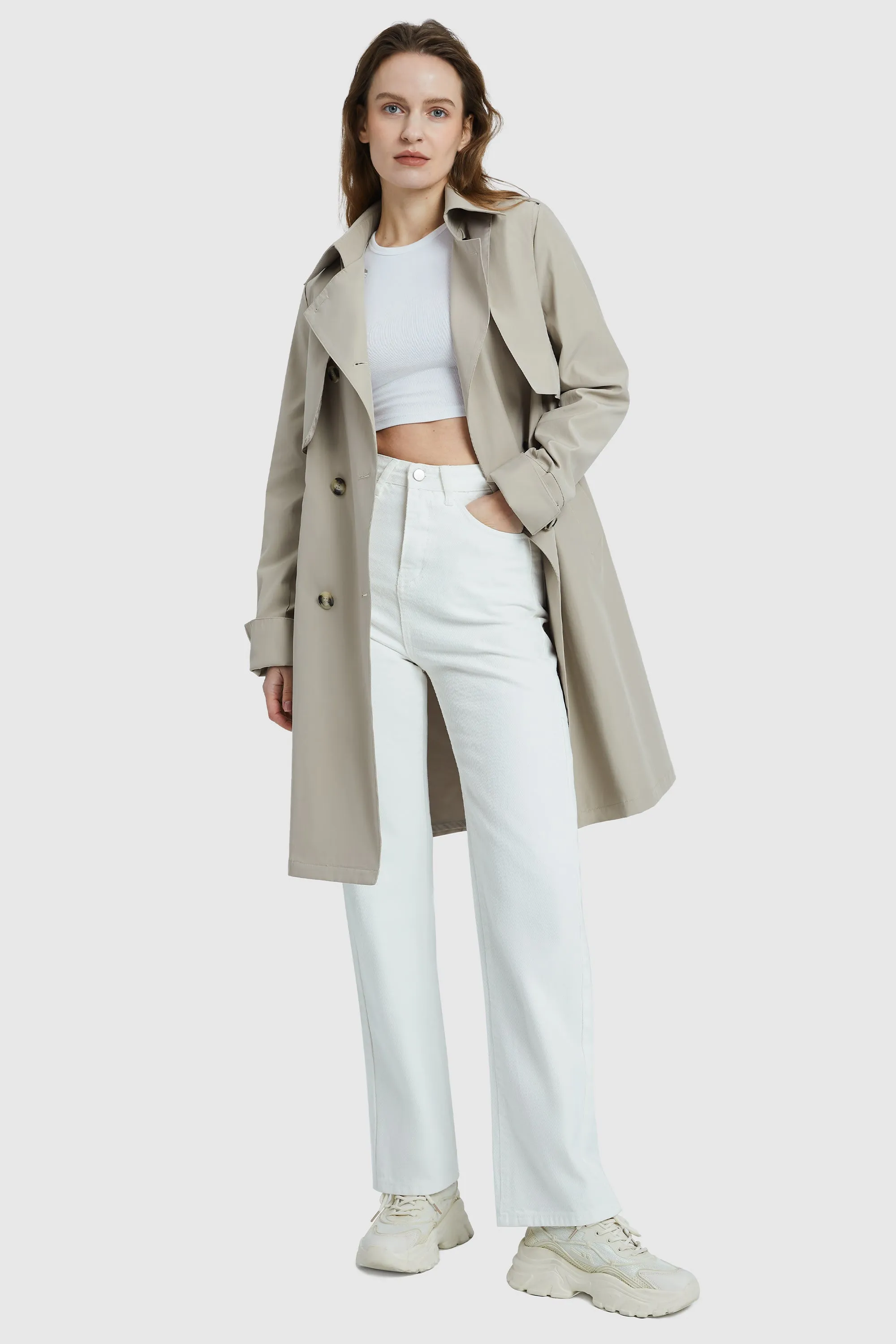 3/4 Length Trench Coat with Removable Vest