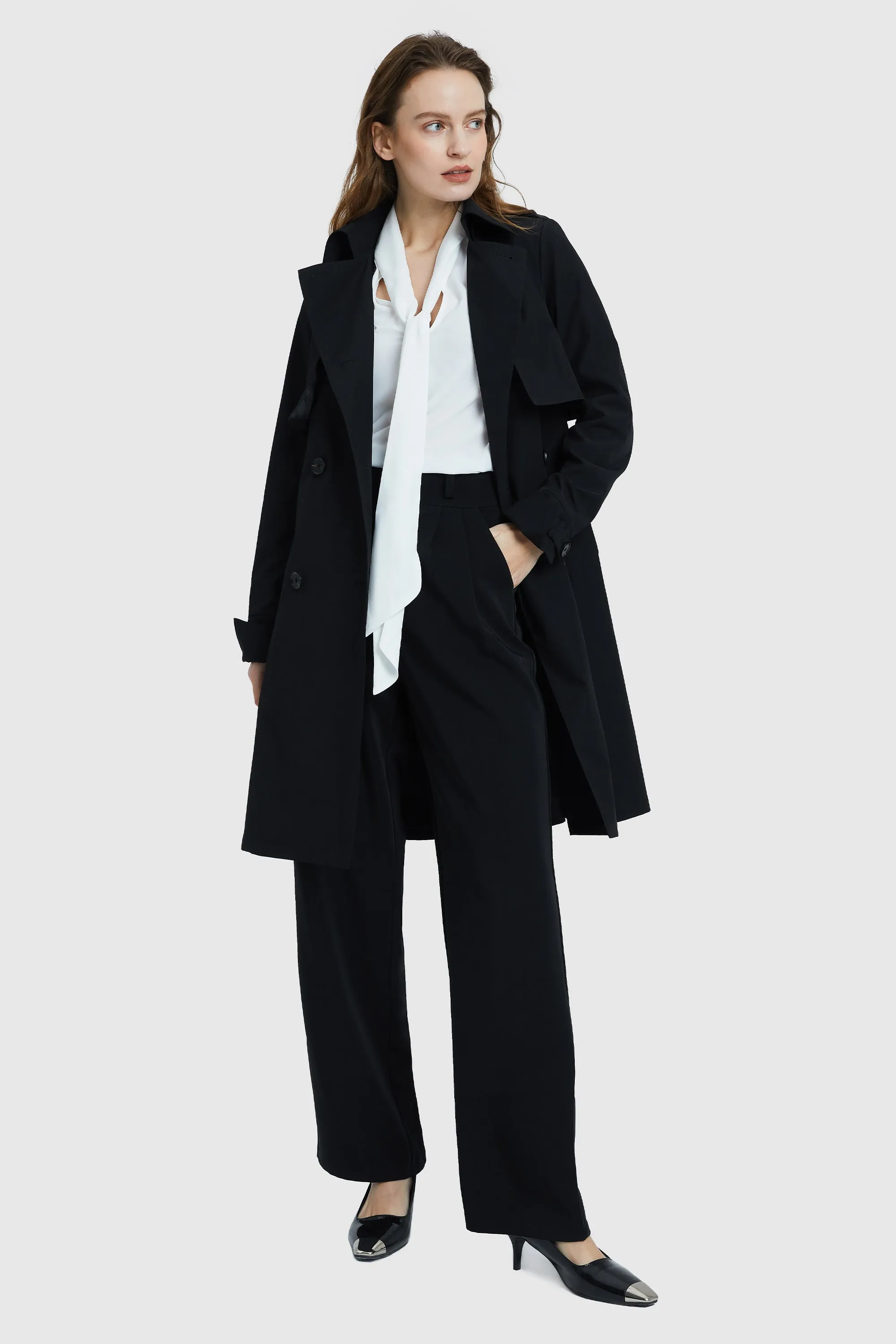 3/4 Length Trench Coat with Removable Vest