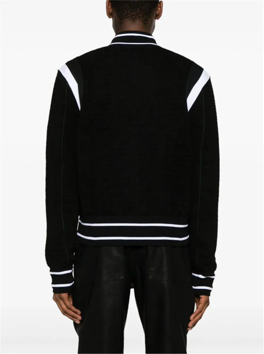 4G-EMBOSSED STRIPE-TRIM BOMBER JACKET