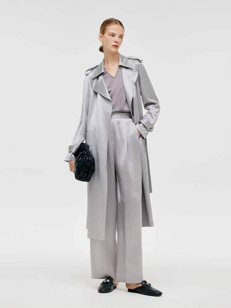 Acetate Women Trench Coat With Belt