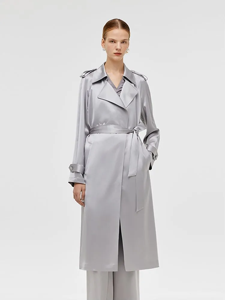 Acetate Women Trench Coat With Belt