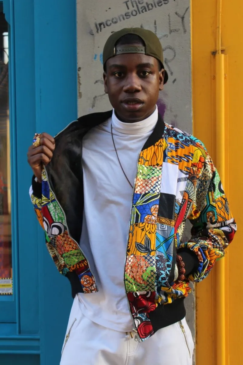 African Bomber jacket in Patchwork - Festival Clothing