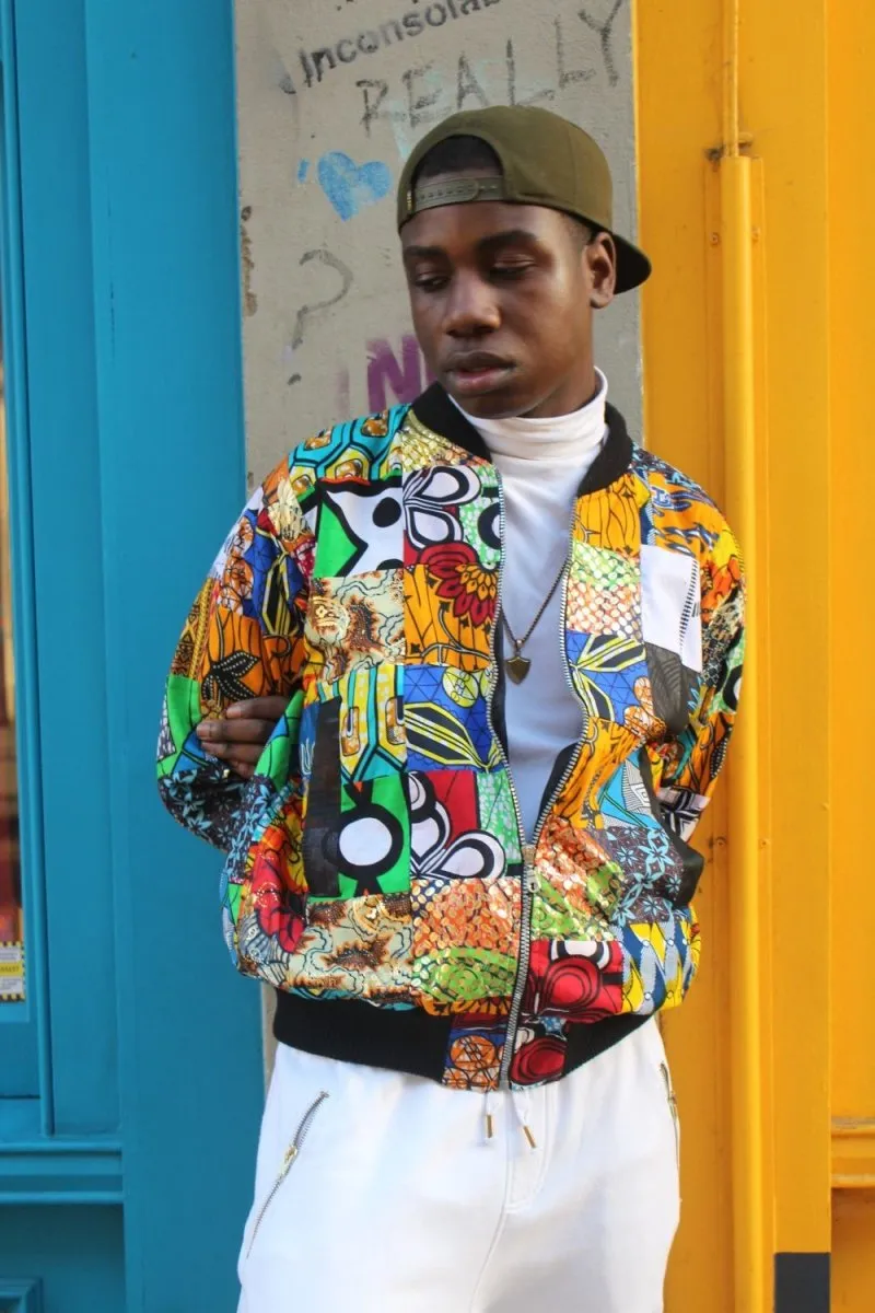 African Bomber jacket in Patchwork - Festival Clothing