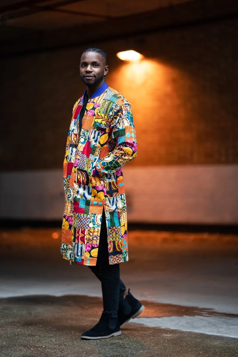 African Trench Coat in Patchwork- Festival Clothing