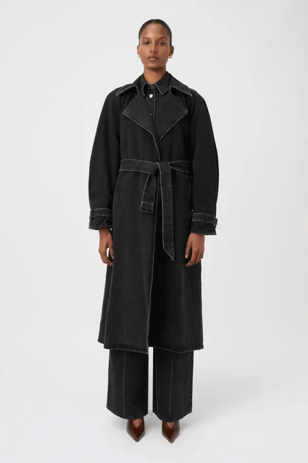 Bea Denim Trench Coat Soft Black