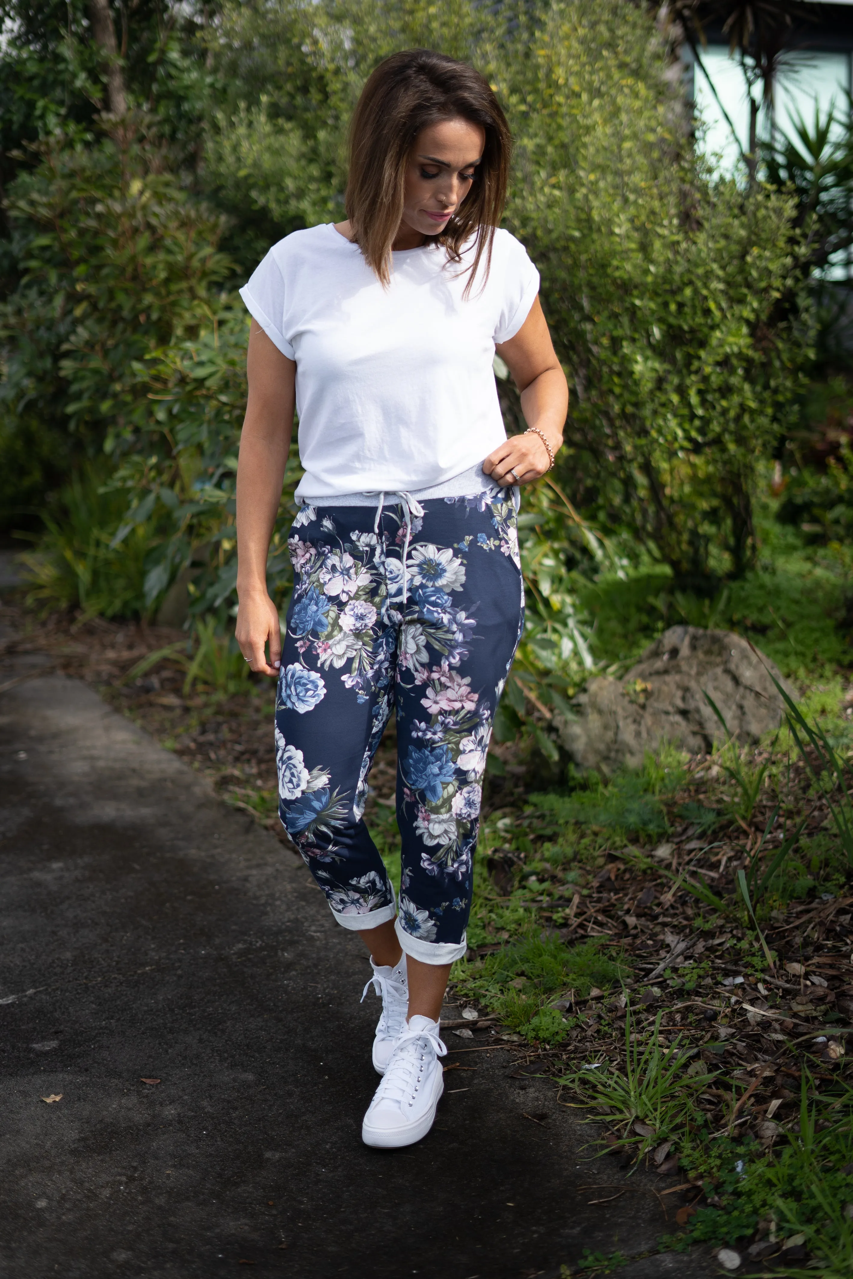 Beau Denver Floral Navy Trousers