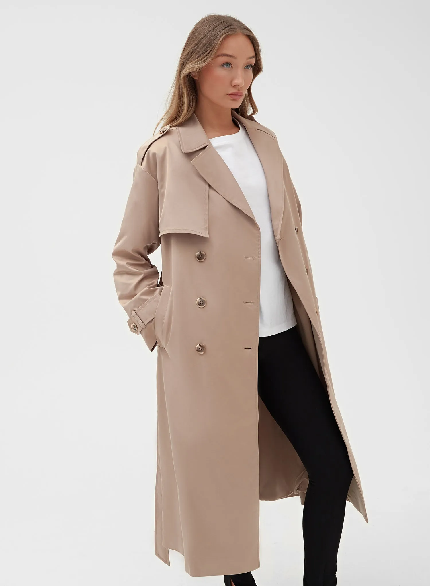 Beige Belted Trench Coat - Lille