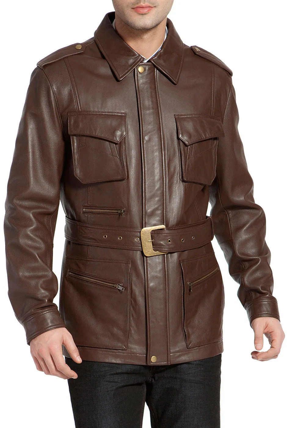 BGSD Men Heritage New Zealand Lambskin Leather Trench Coat