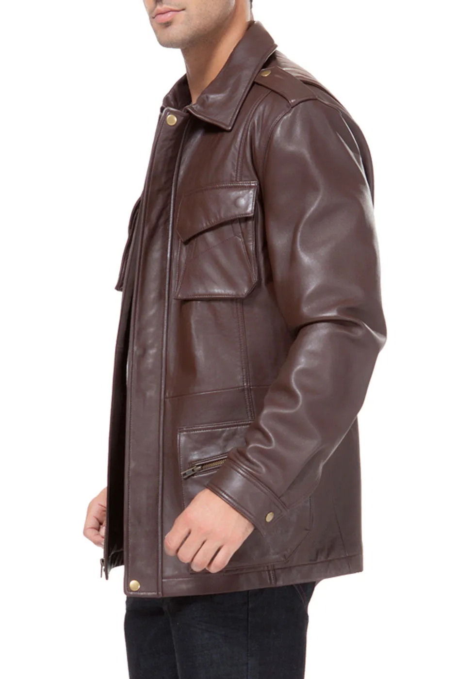 BGSD Men Heritage New Zealand Lambskin Leather Trench Coat