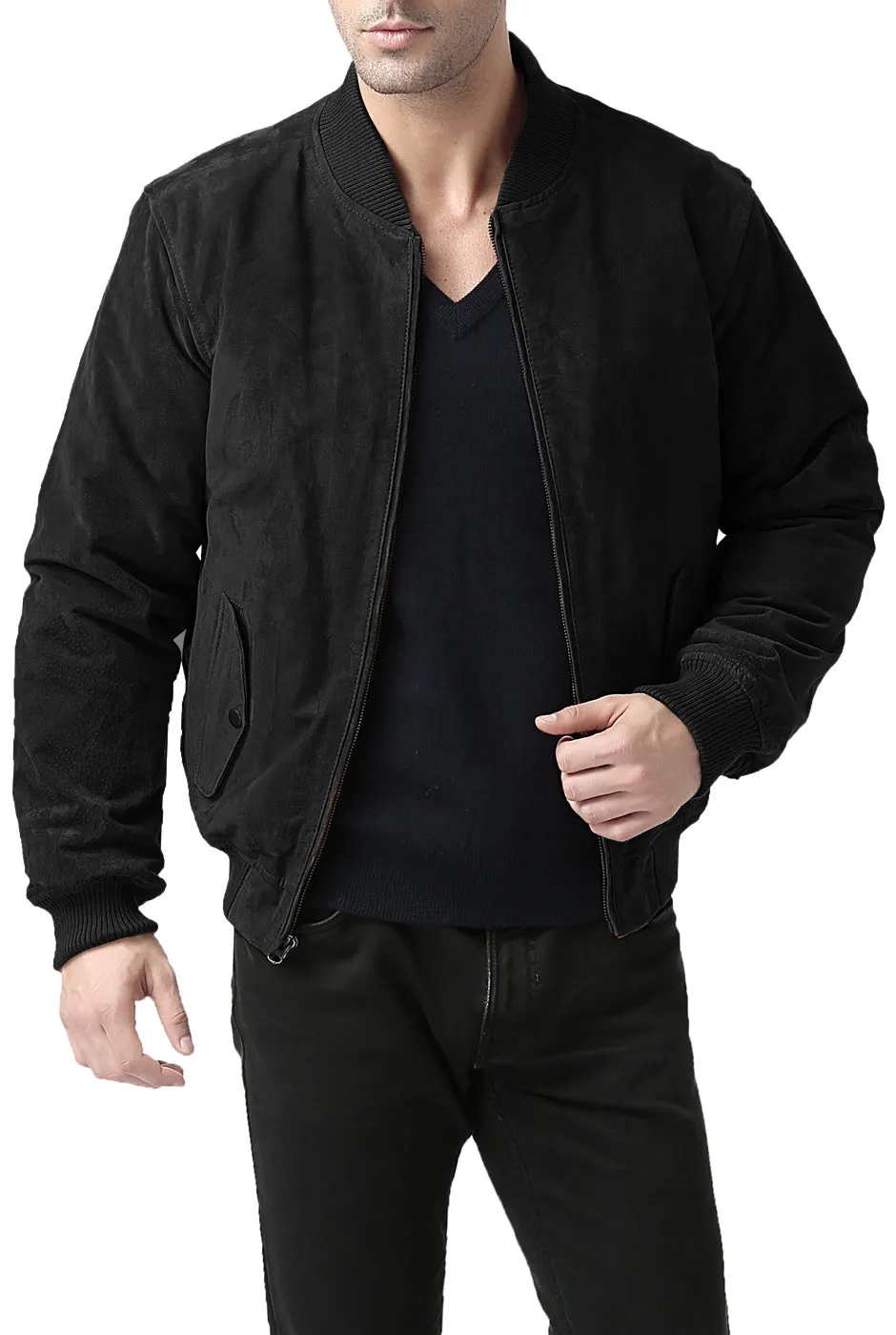 BGSD Men Urban Leather Bomber Jacket