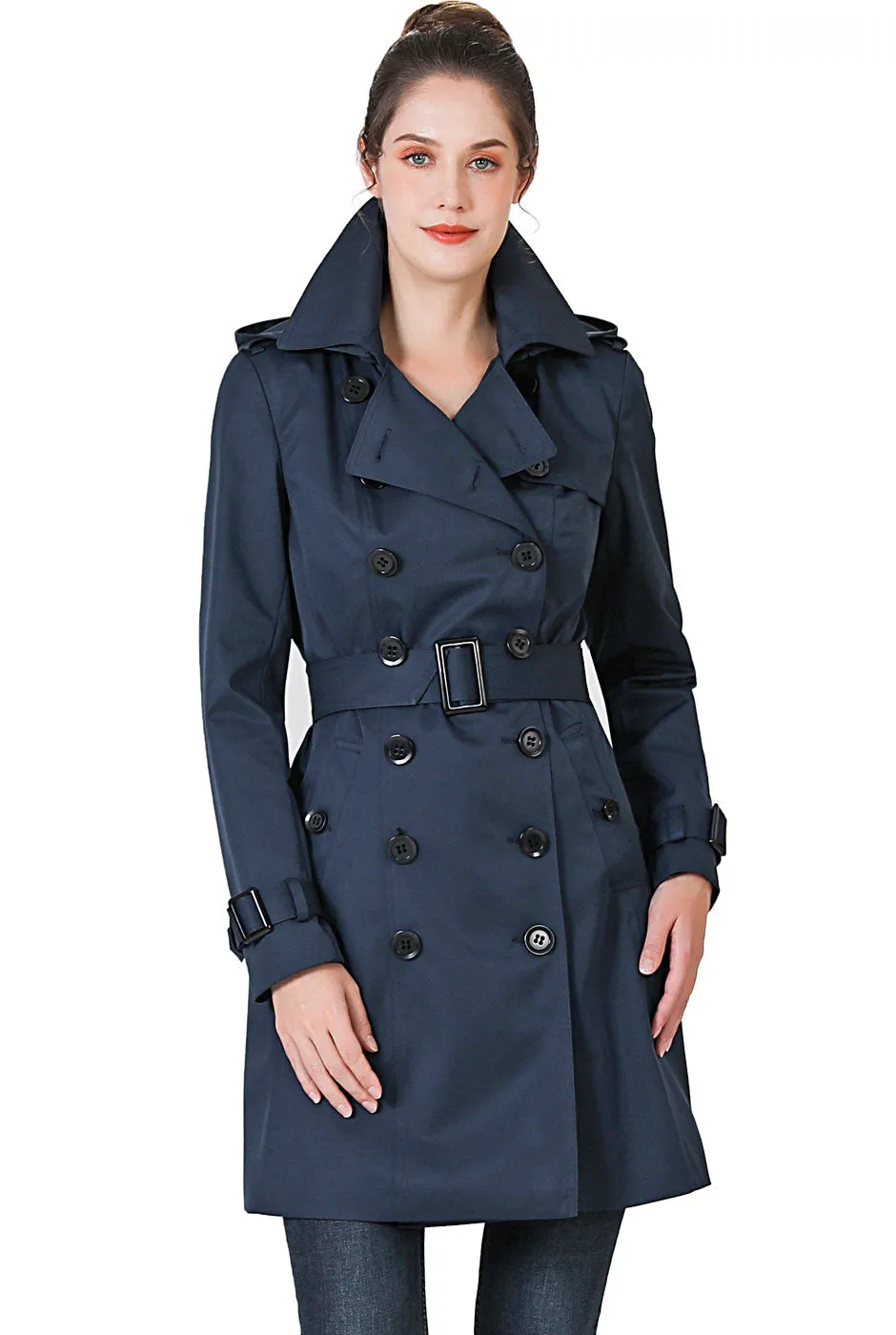 BGSD Women Alexa Waterproof Classic Hooded Trench Coat