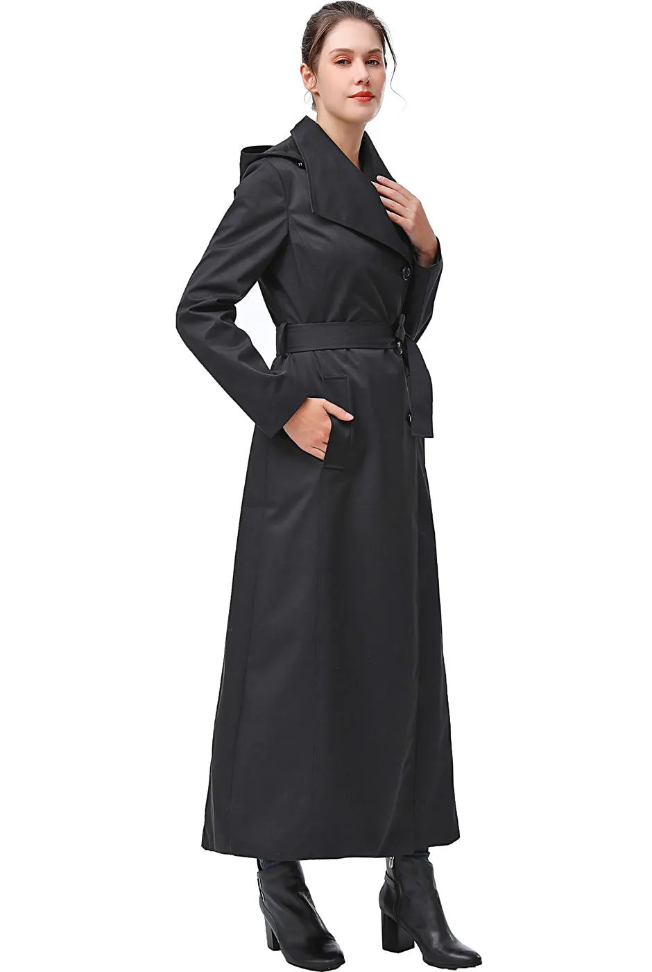 BGSD Women Jessica Waterproof Hooded Long Trench Coat