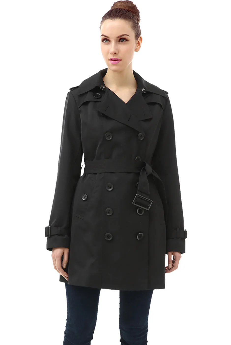 BGSD Women Leah Waterproof Hooded Mid Length Trench Coat