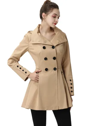 BGSD Women Nicole Waterproof Hooded Fit & Flare Trench Coat