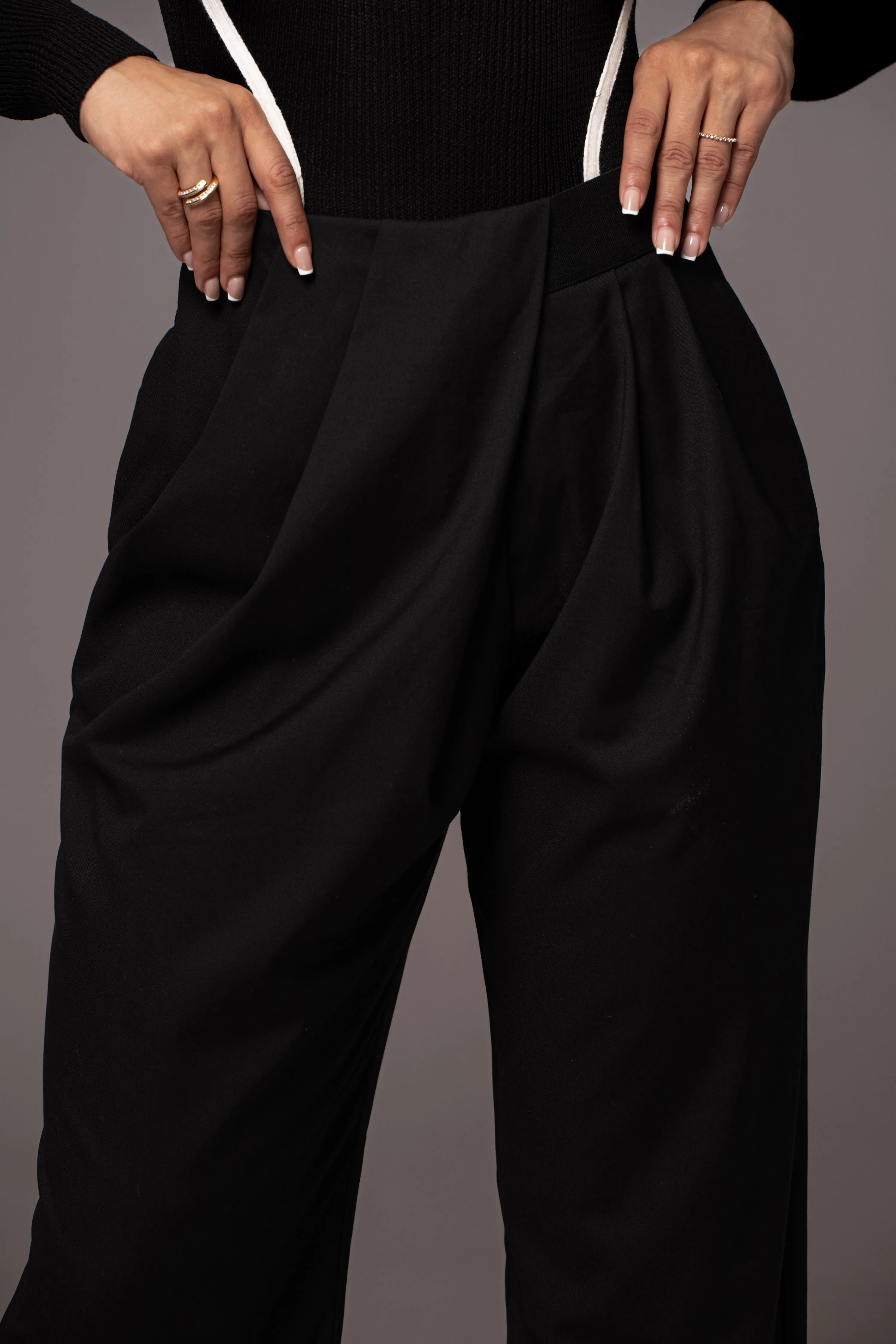 Black Asymmetrical Draped Trousers