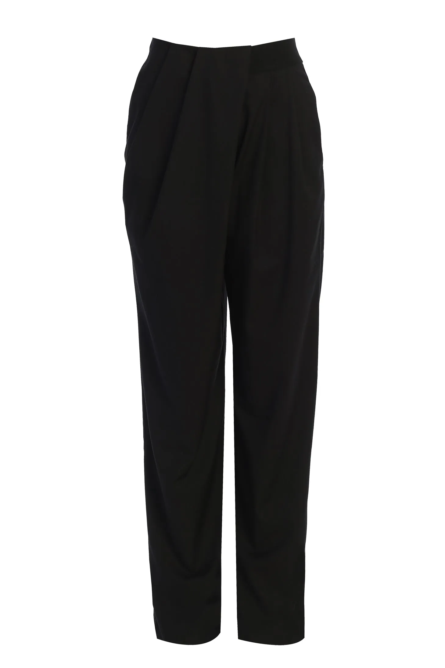 Black Asymmetrical Draped Trousers