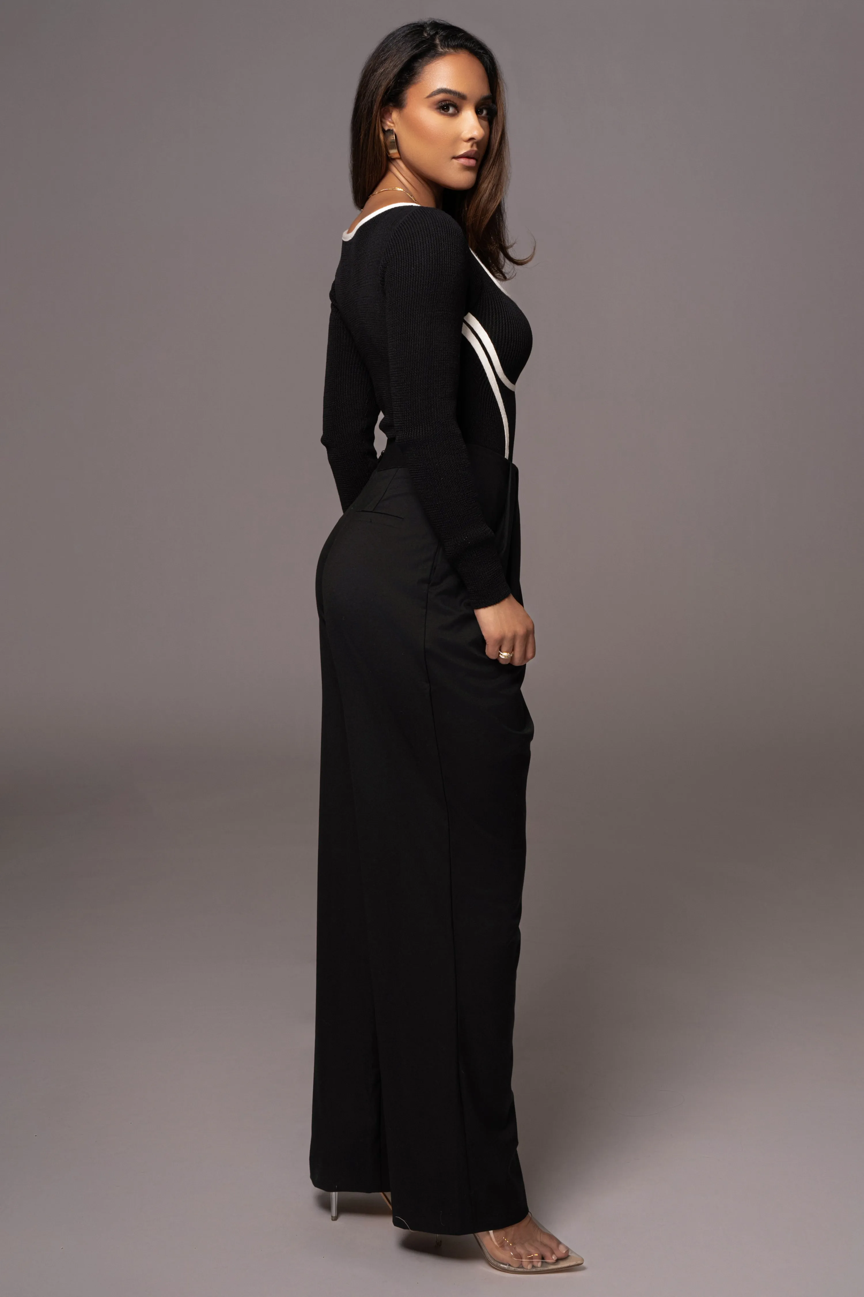 Black Asymmetrical Draped Trousers