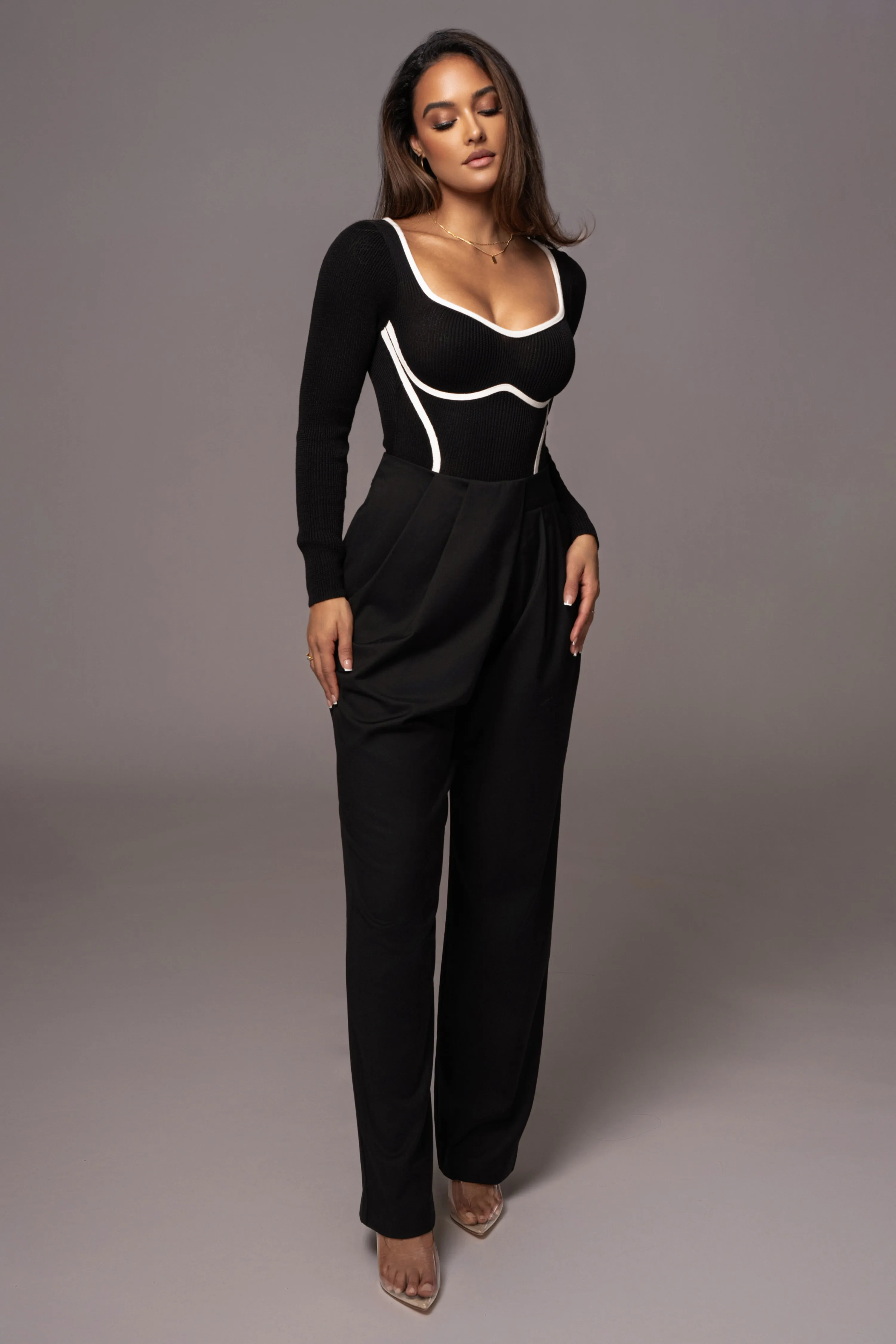 Black Asymmetrical Draped Trousers