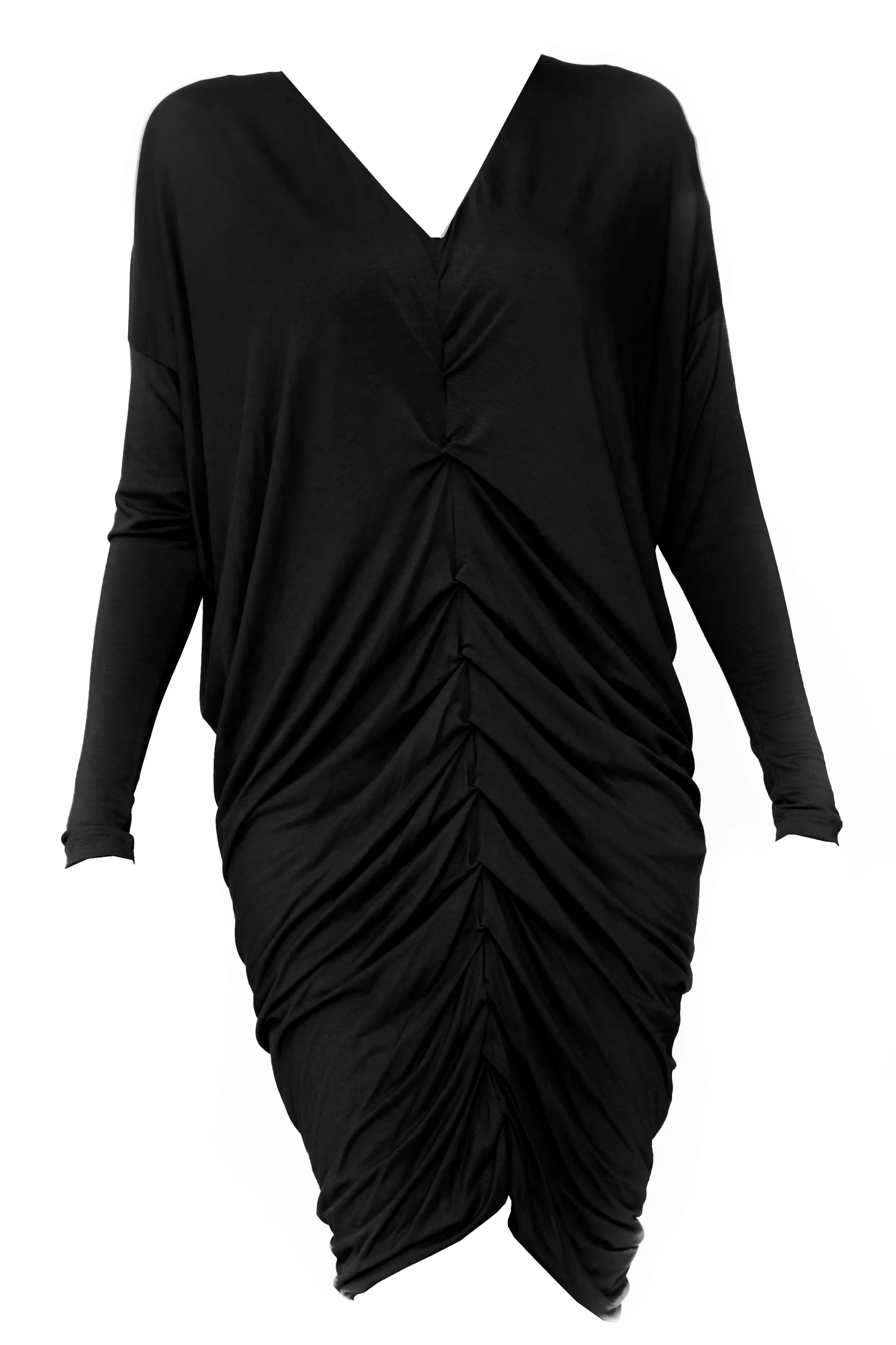 Black Ruched Details Short Dress