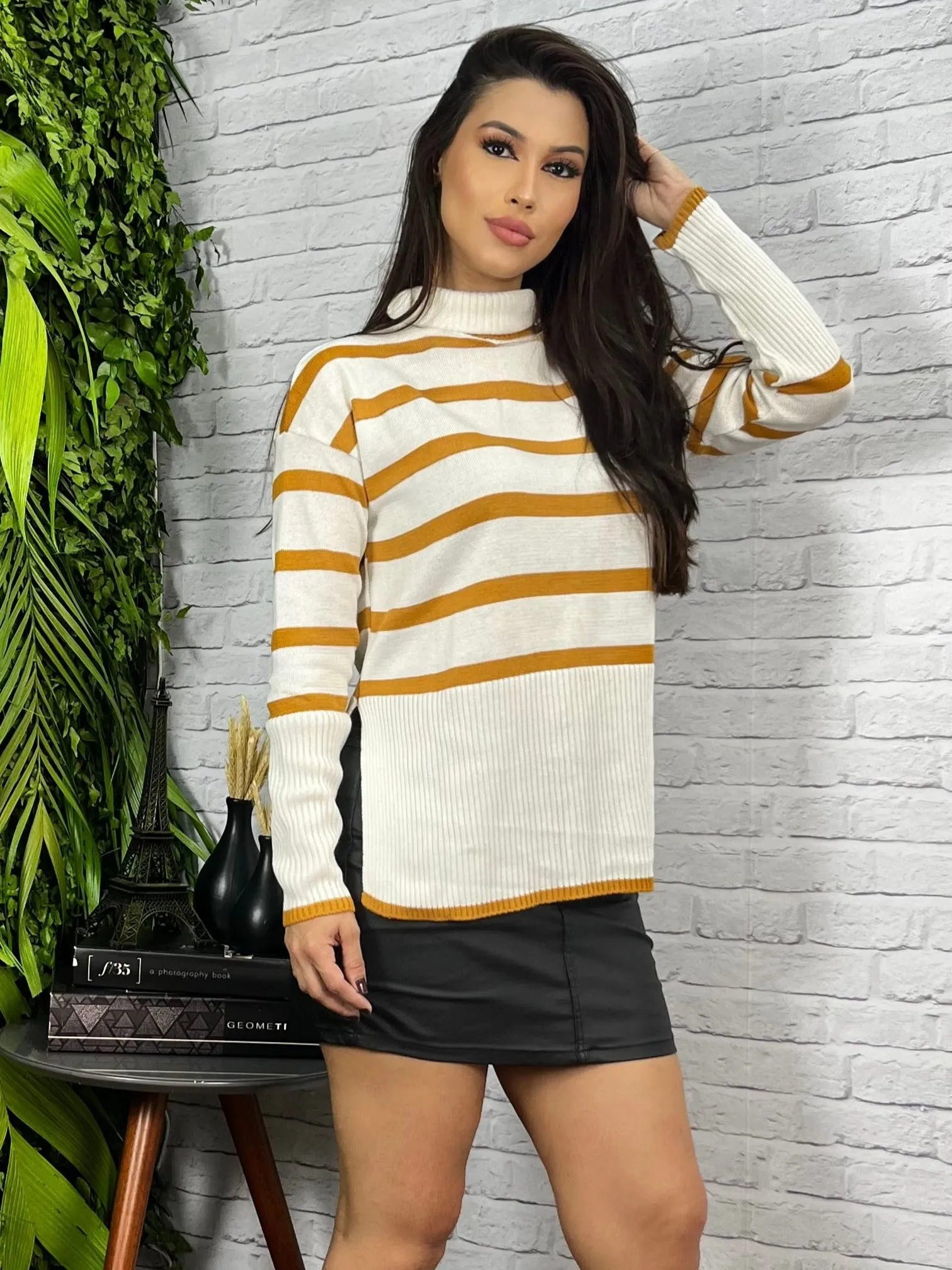 Blusa Listrada Gola Alta 620267  (8/A)