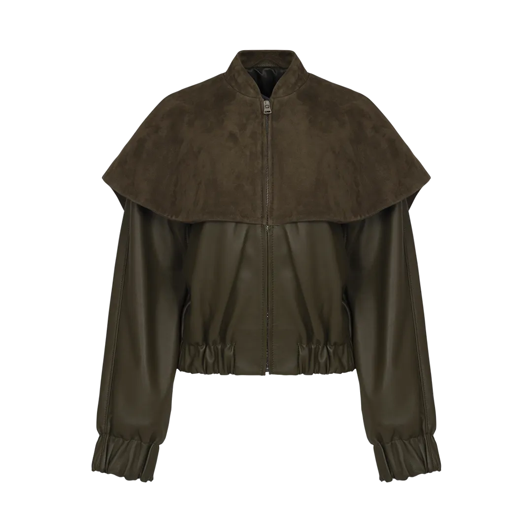 Bomber Jacket With Oversized Collar