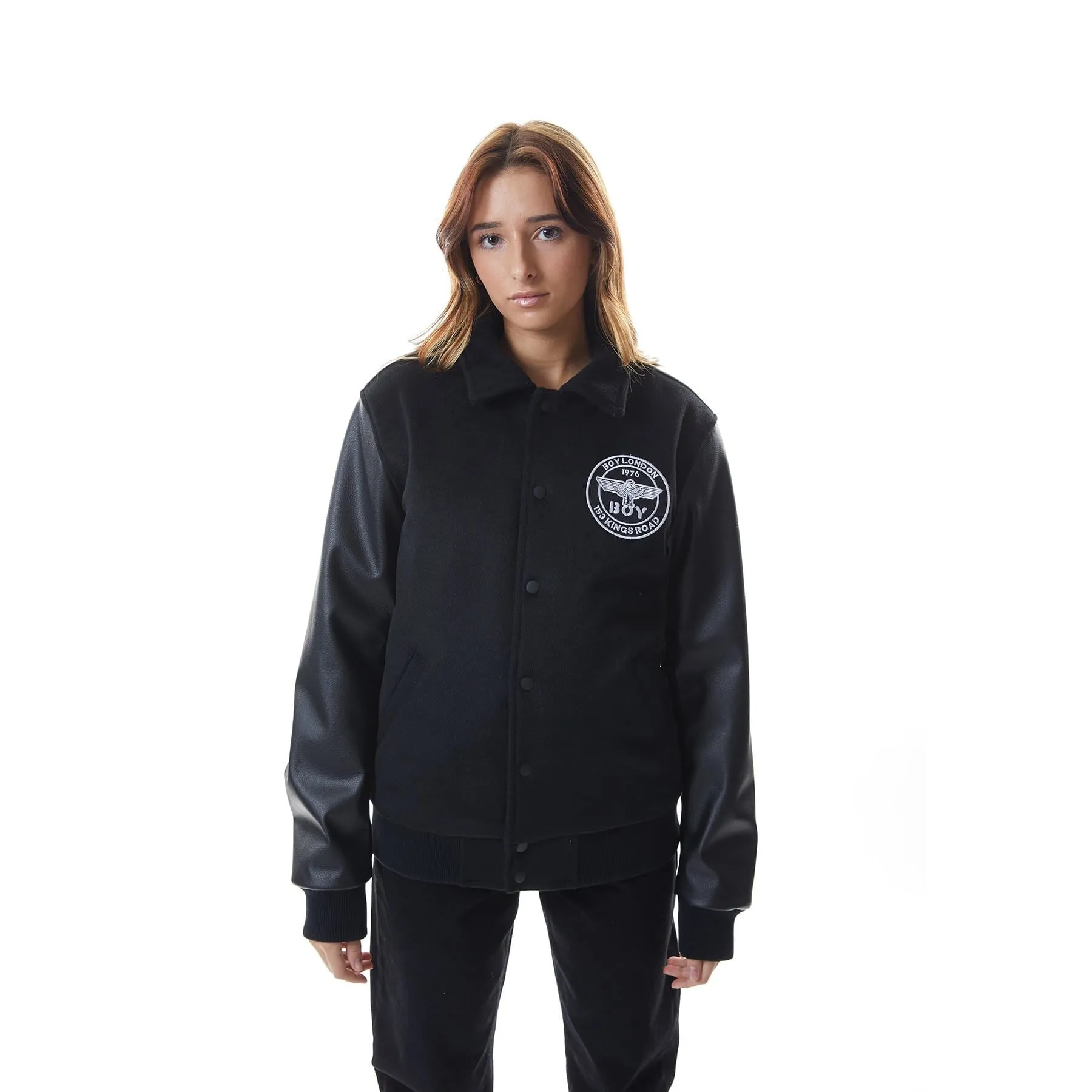 BOY SLOANE VARSITY BOMBER JACKET - BLACK