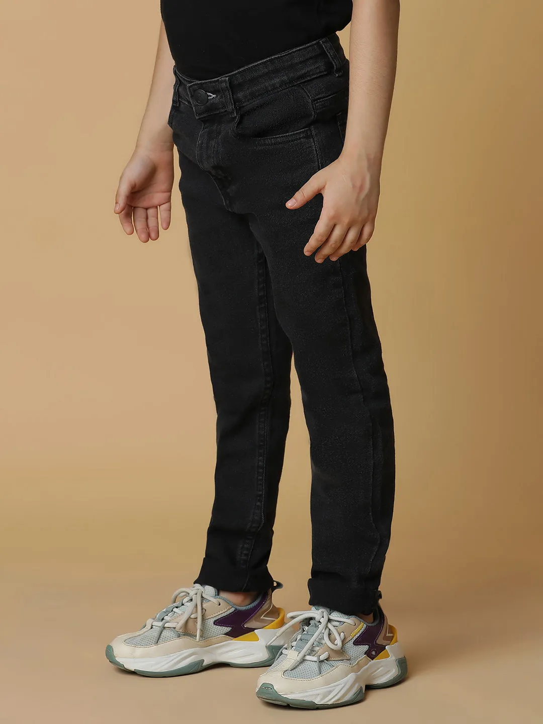 Boys Charcoal Grey Casual Jeans