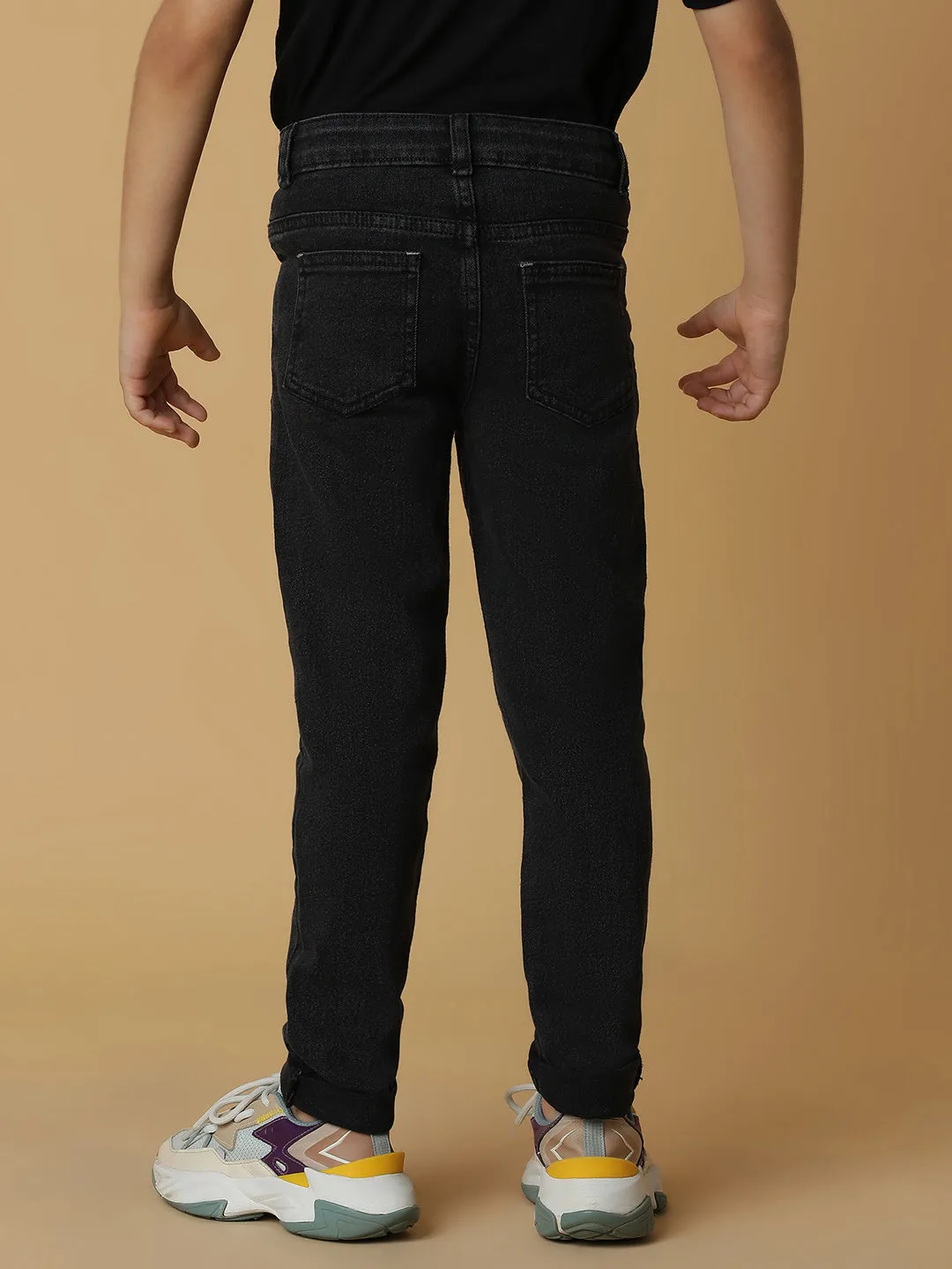 Boys Charcoal Grey Casual Jeans