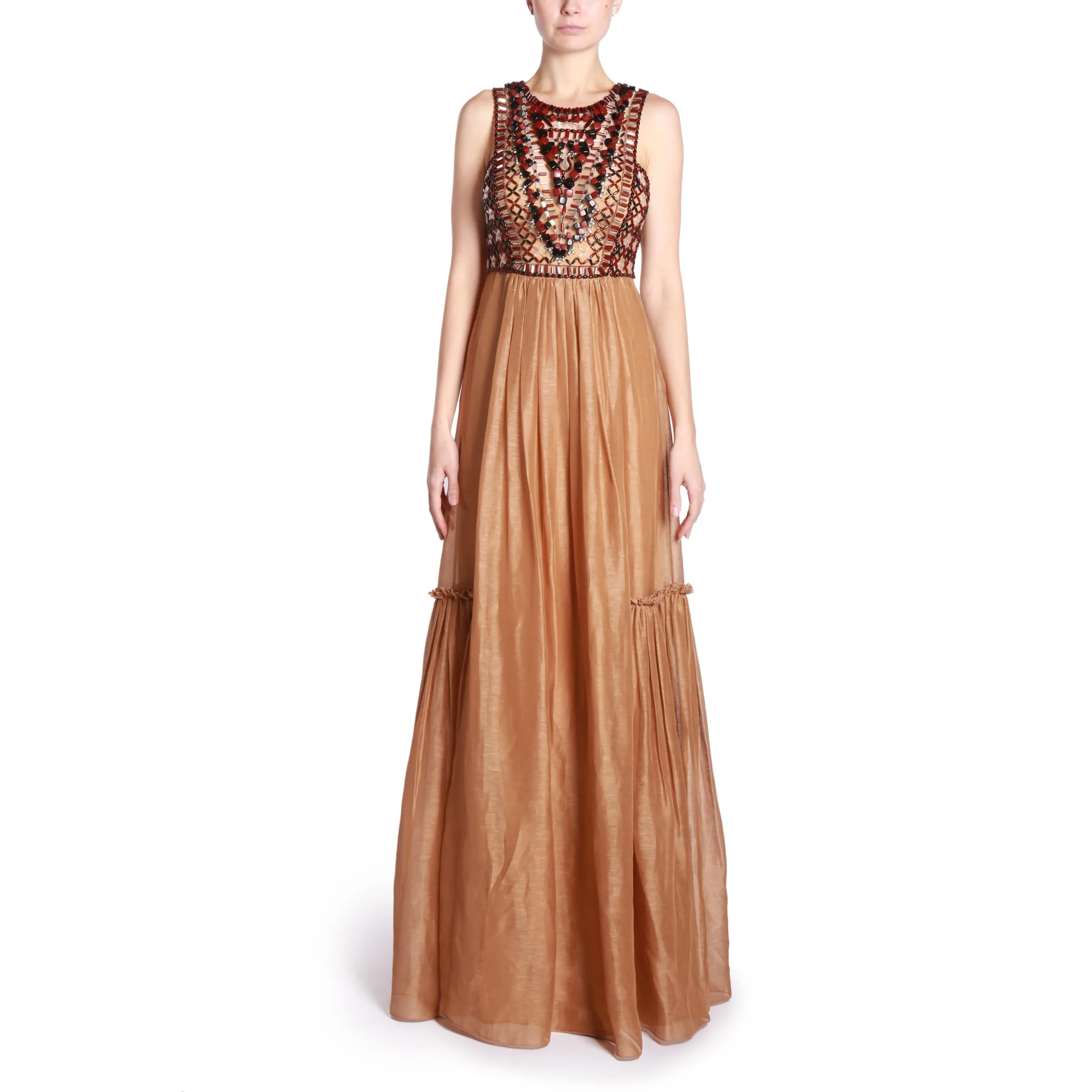 Brown Fantasy Print Long Dress