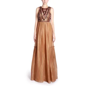 Brown Fantasy Print Long Dress