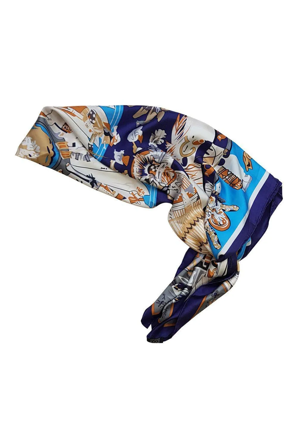 CHINA SILK Blue Printed Extra Large Scarf Scarf (50")