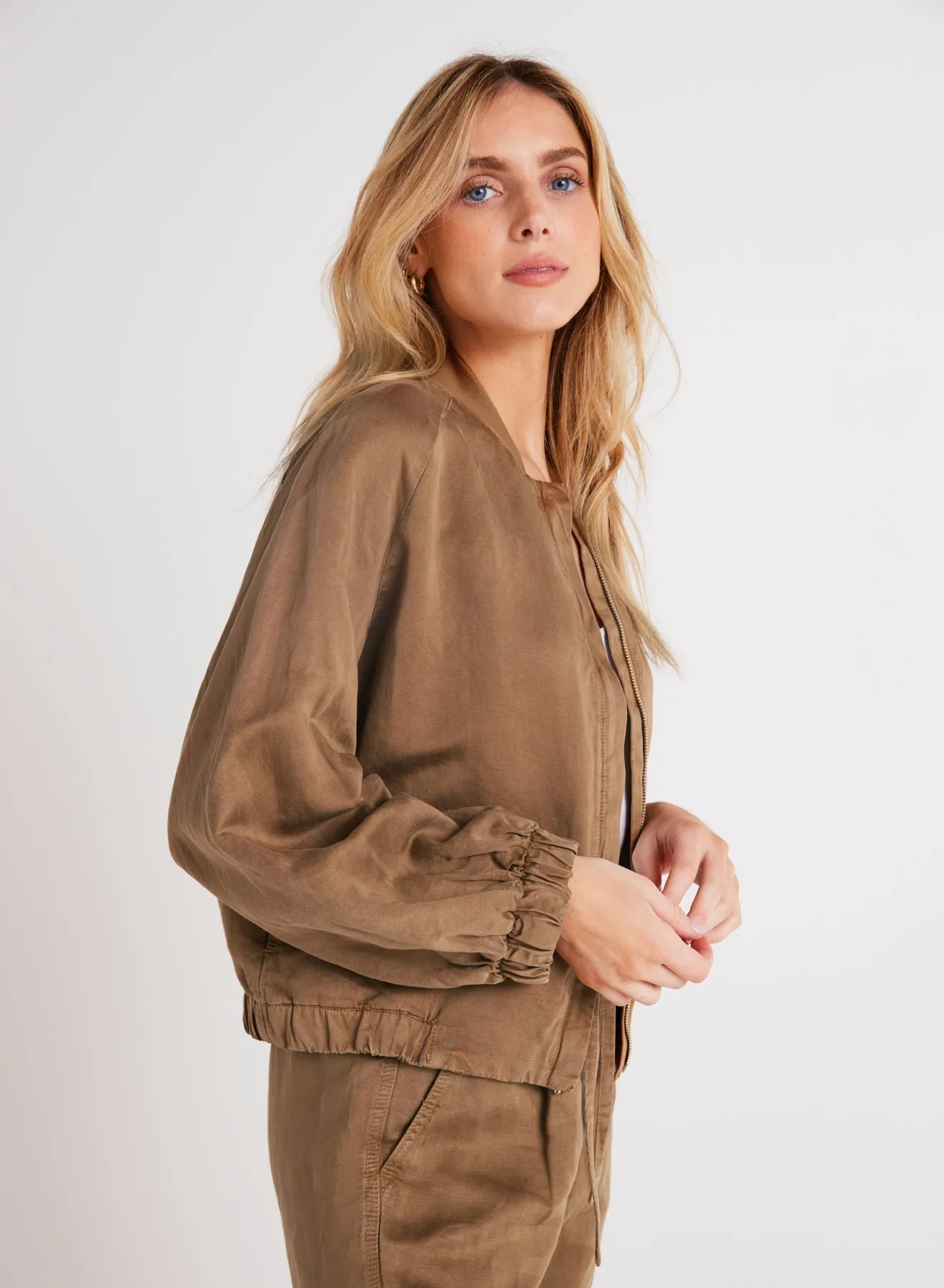 Chole Clean Bomber Jacket - Topaz Brown