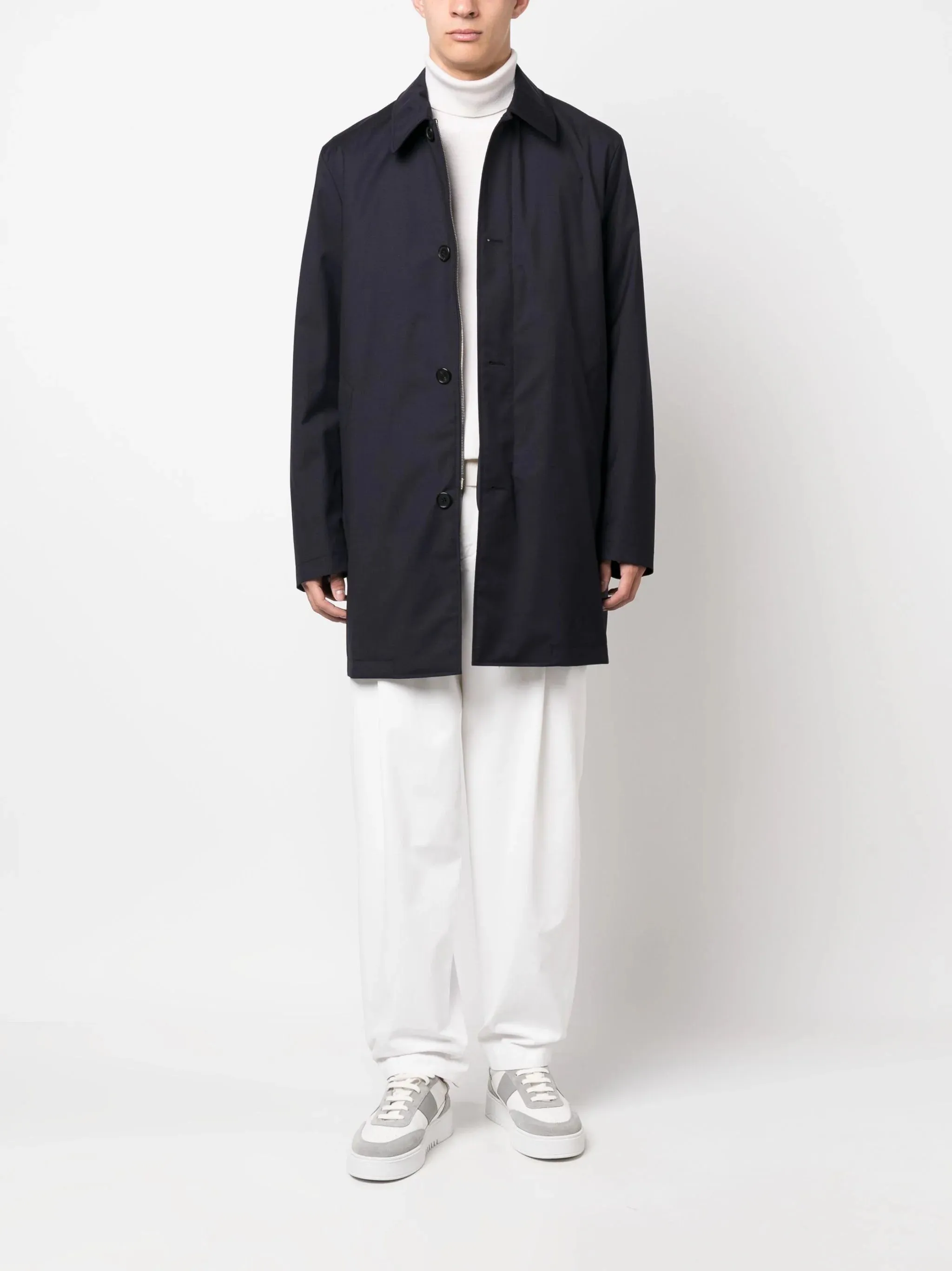 Classic-Collar Cotton Trench-Coat