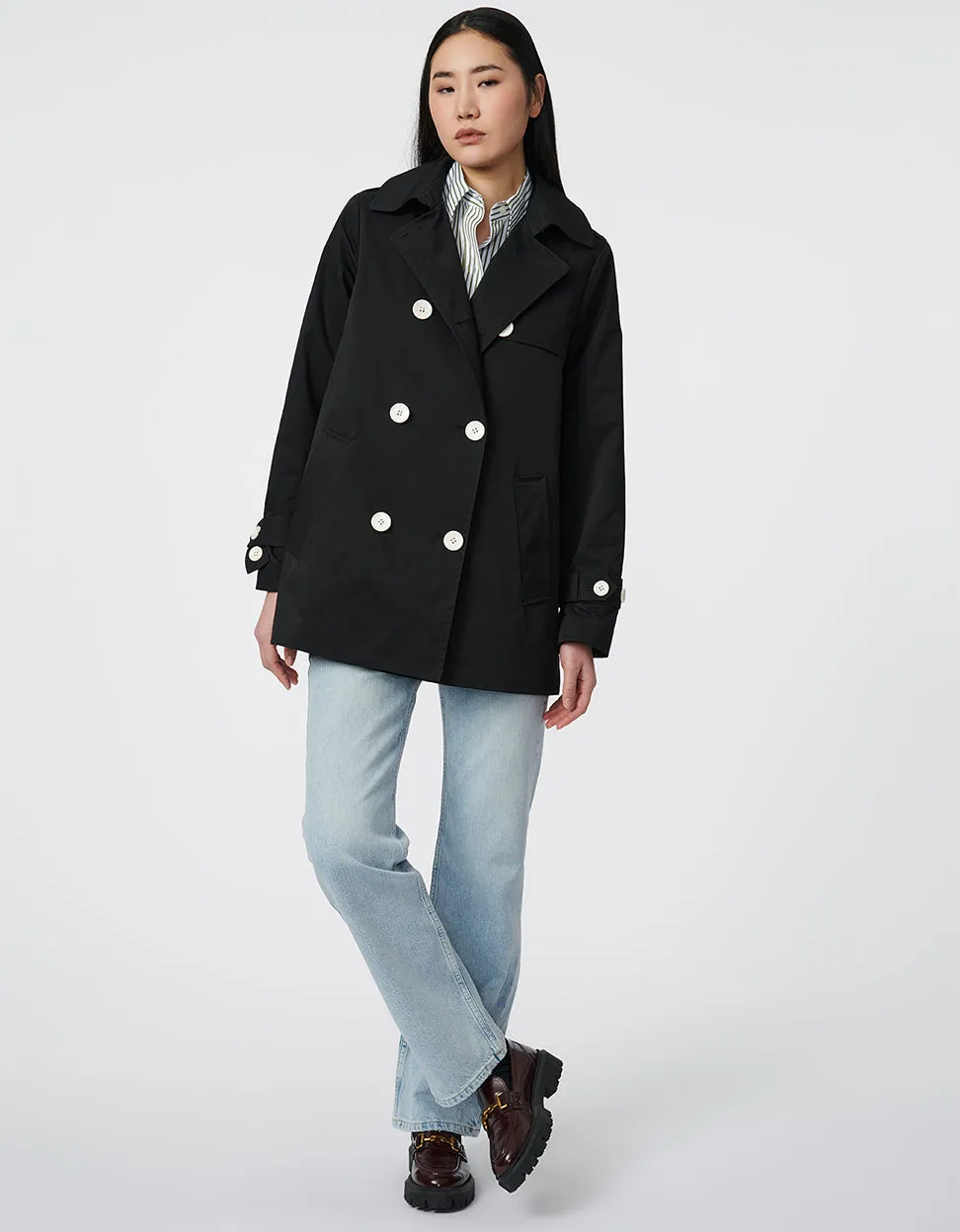 Classic Contrast Short Trench Coat