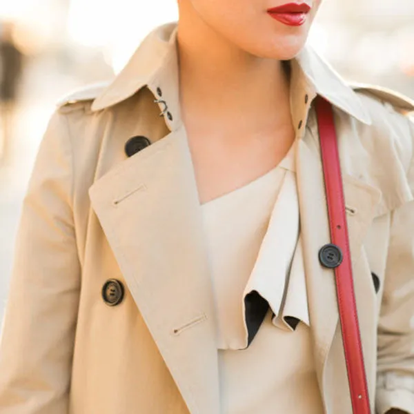 Classic Double Breasted Turtle Neck Women's Beige Trench Coat